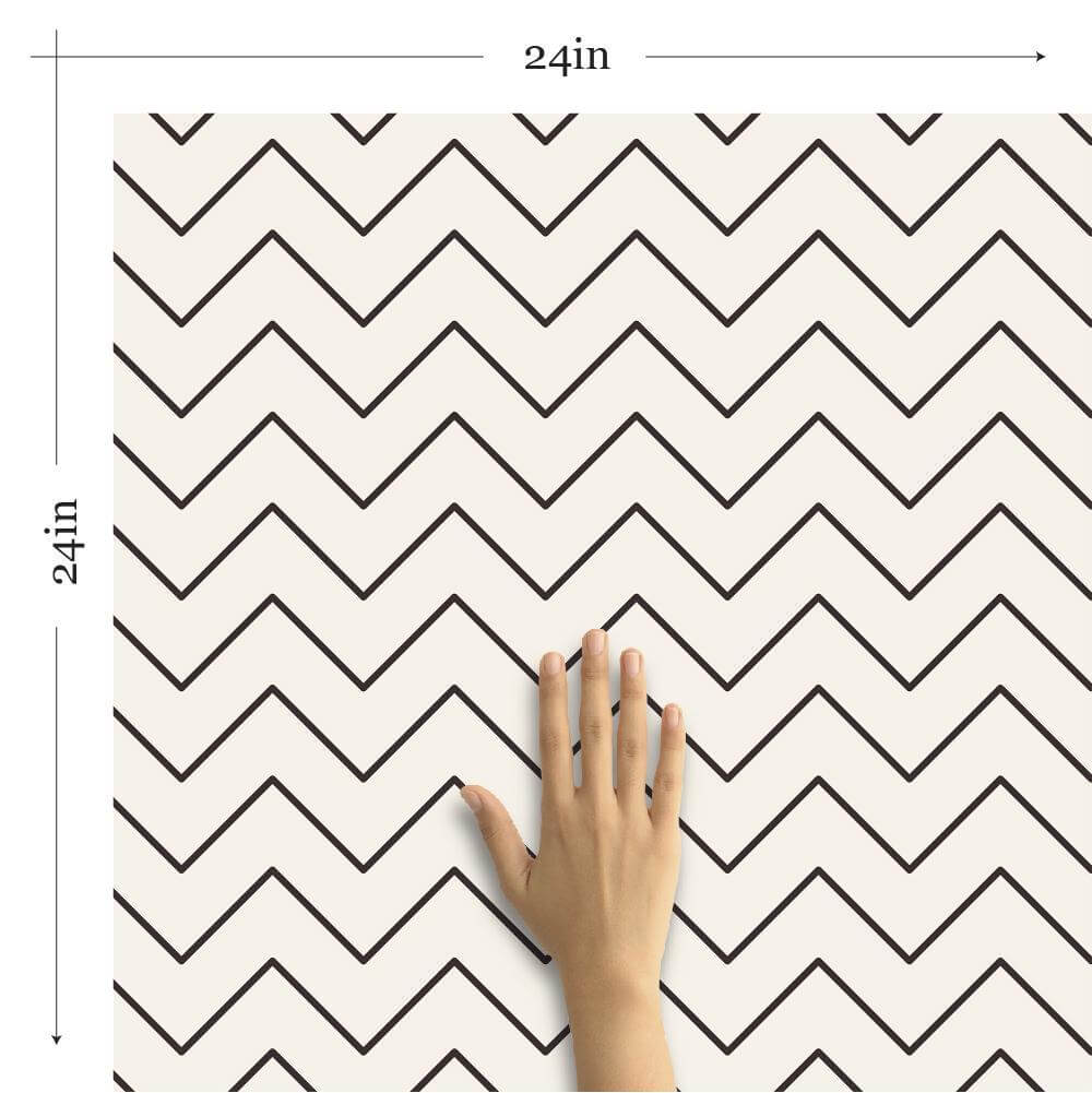 Black Chevron Peel and Stick Removable Wallpaper - Self-Adhesive Decorative Wall Covering for Bedroom, Living Room, Office - Easy to Install & Remove Without Damage