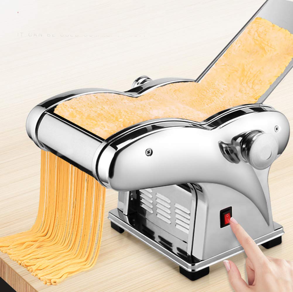 Electric Pasta Maker Machine 110V - Stainless Steel Noodle Maker with 6 Thickness Settings & 1 Cutter - Perfect for Homemade Spaghetti, Dumpling Wrappers & Fresh Pasta Dough | Ideal for Italian Cuisine, Asian Noodles & Family Cooking