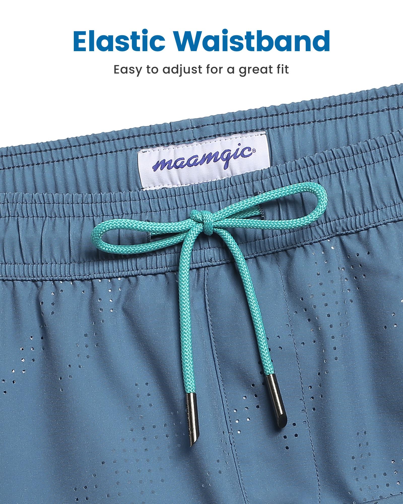 **Maamgic Men's Swim Trunks with Compression Liner - 5 Inch Inseam Quick Dry Board Shorts, Zipper Pockets for Swimming, Surfing & Beach Activities**