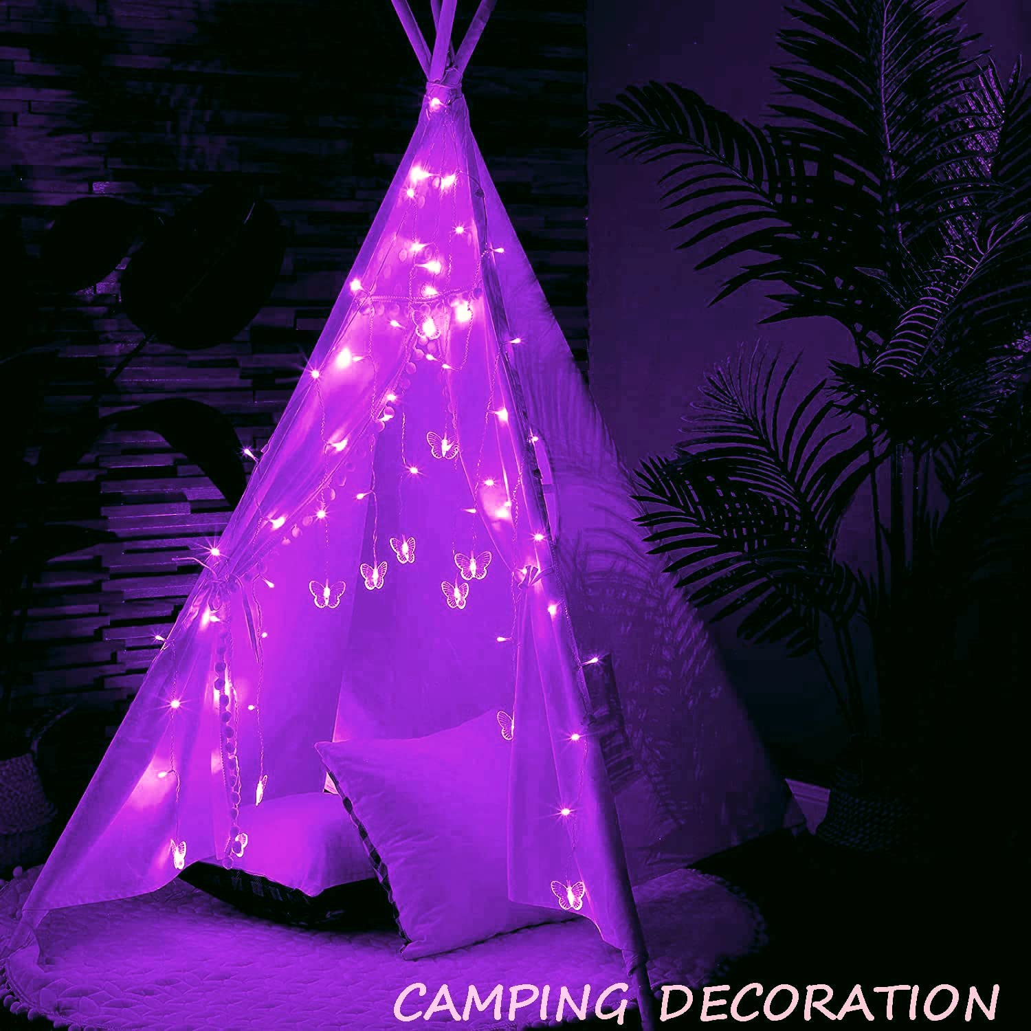 Butterfly Fairy String Lights - 20FT USB LED Curtain Lights with Remote, 8 Modes & Timer, Waterproof for Bedroom, Christmas, Wedding, Party Decor (Purple) - Perfect for Indoor/Outdoor Home Decoration and Special Events