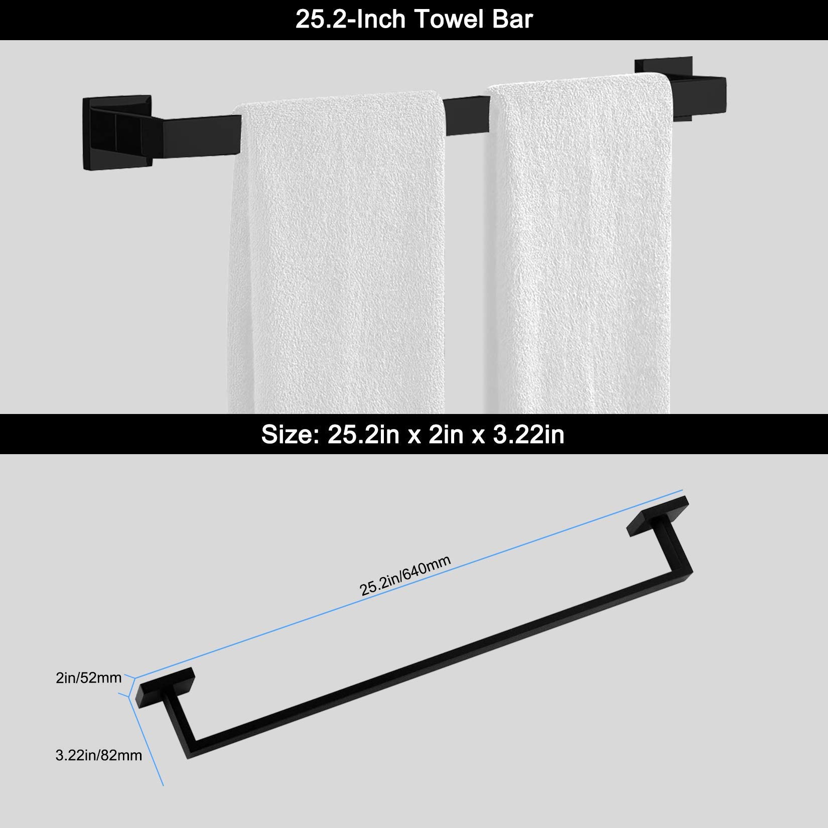 Ralbay 24 Inch LED Modern Black Vanity Light - 6-Piece Bathroom Lighting Set, 20W Frosted Aluminum Fixture with 4500K Natural White Light - Perfect for Bathroom Vanity, Mirror Lighting & Modern Home Decor