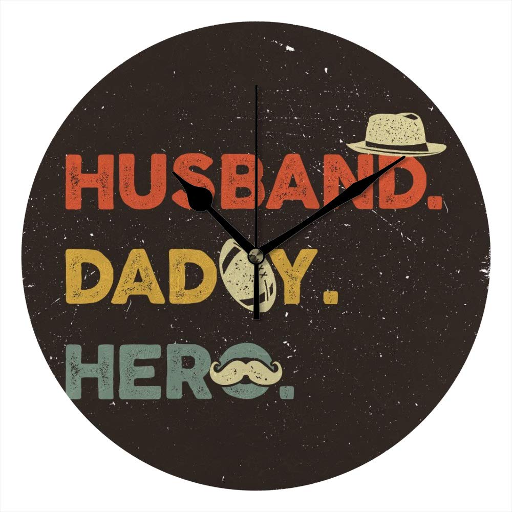 10 Inch Silent Round Tabletop/Wall Clock - Creative Home Decor for Living Room, Bedroom, Office & School - Perfect Gift for Husband, Dad & Everyday Heroes