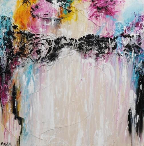 120cm x 120cm Pink Abstract Canvas Wall Art - Modern Home Decor for Living Room, Bedroom & Office | Large Square Painting for Contemporary Interior Design