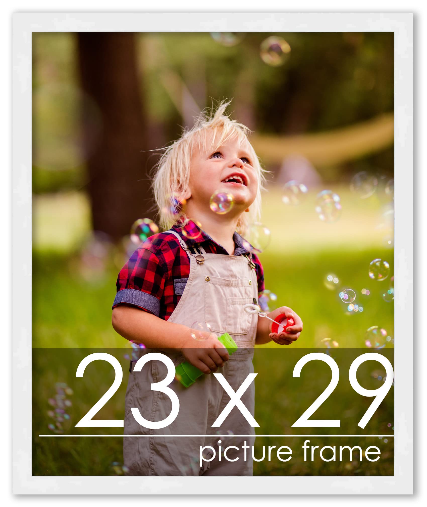 23x29 Contemporary White Wood Picture Frame with UV Acrylic & Foam Board Backing - Wall Art Display for Home, Office & Gallery Decor - Ready to Hang with Included Hardware
