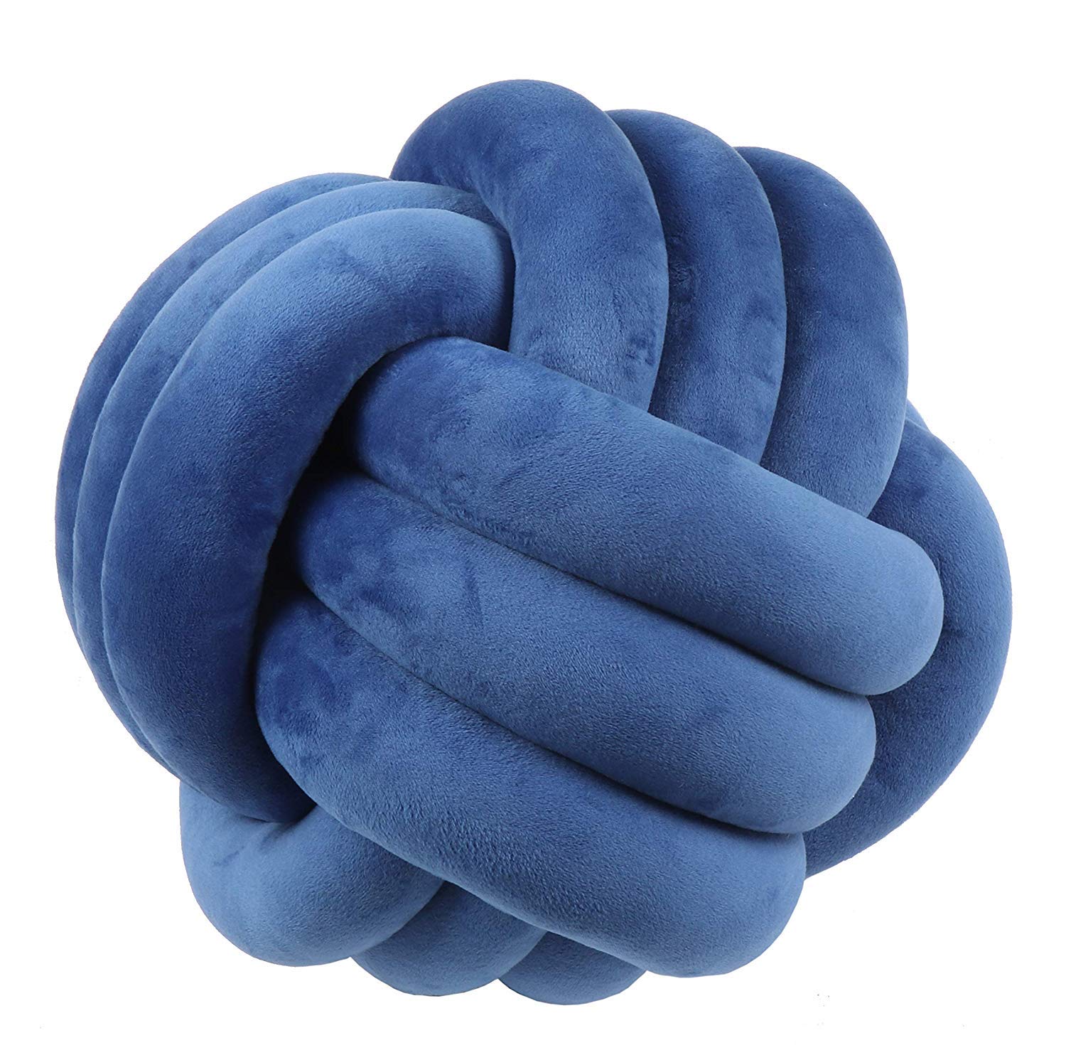 Handmade Knot Ball Pillows - 3 Strands Wrinkle Free Cyprinus Carpio Design, Plush Soft Throw Pillow for Sofa & Bed, Firm Lumbar Support Cushion, Classic Blue 13.8x13.8 Inch (Pack of 1) - Perfect for Living Room Decor, Bedroom Accent & Cozy Home Styling