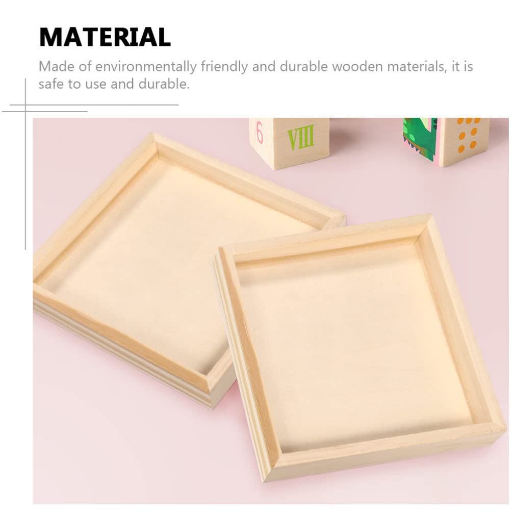 6pcs Unfinished Wooden Serving Trays - Square Wood Serving Platters for Block Puzzle, Montessori Materials & DIY Crafts - Perfect for Home Decor, Party Serving & Kids Educational Activities