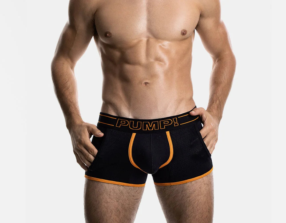 PUMP! Nightlight Jogger Boxer Briefs - Breathable Mesh Underwear for Men in Black | Perfect for Running, Gym Workouts & Nighttime Comfort