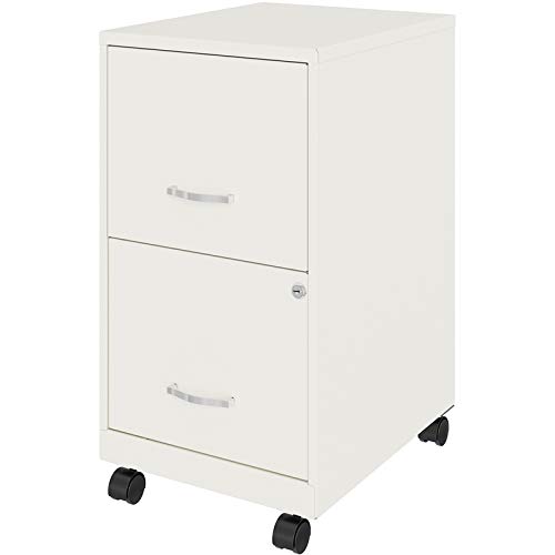 Home Square 2-Drawer Mobile File Cabinet Set - Pearl White (Set of 2) | Office Organization & Document Storage Solution for Home & Business