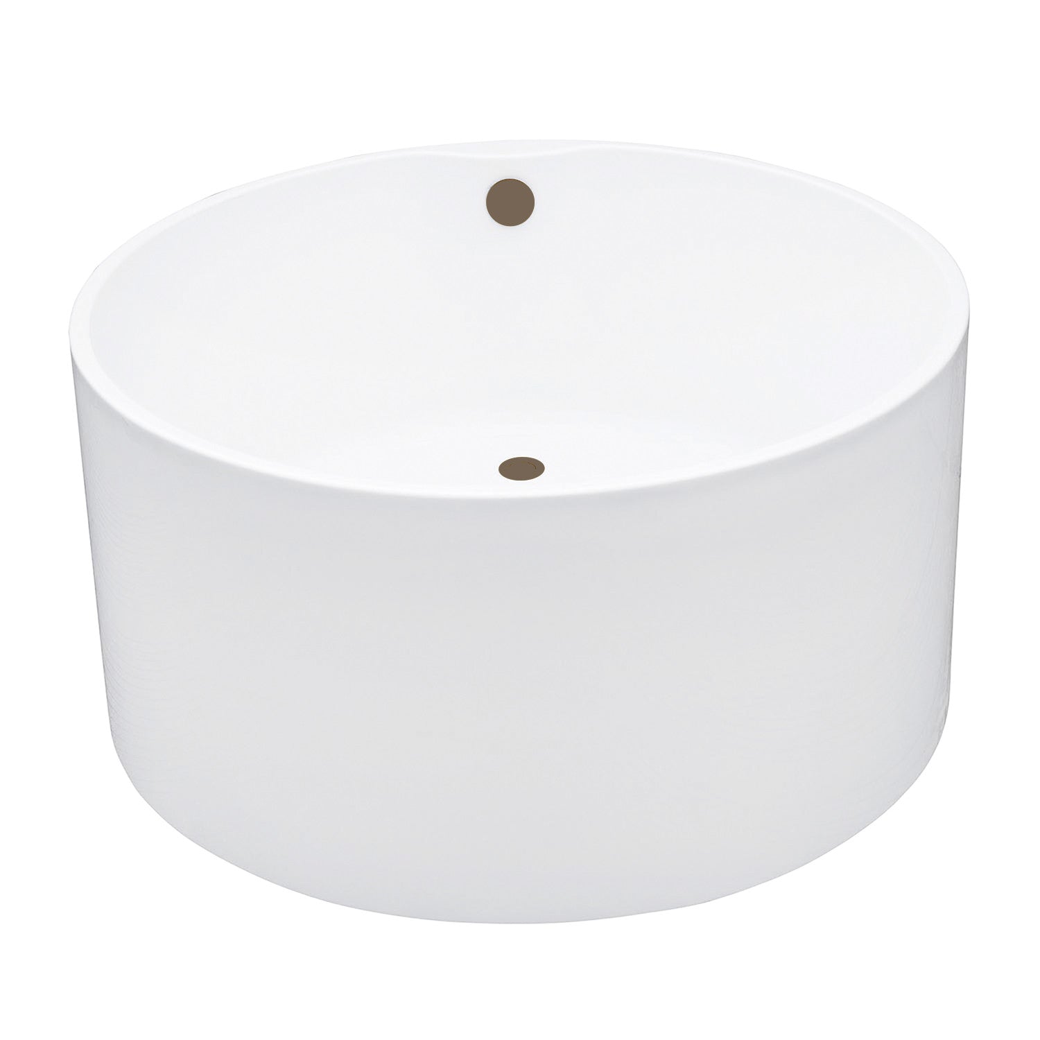 Aqua Eden 45 Inch Acrylic Freestanding Bathtub - Round Double-Ended Soaking Tub with Overflow Drain, Glossy White & Antique Brass Finish - Perfect for Luxury Bathrooms and Spa Retreats