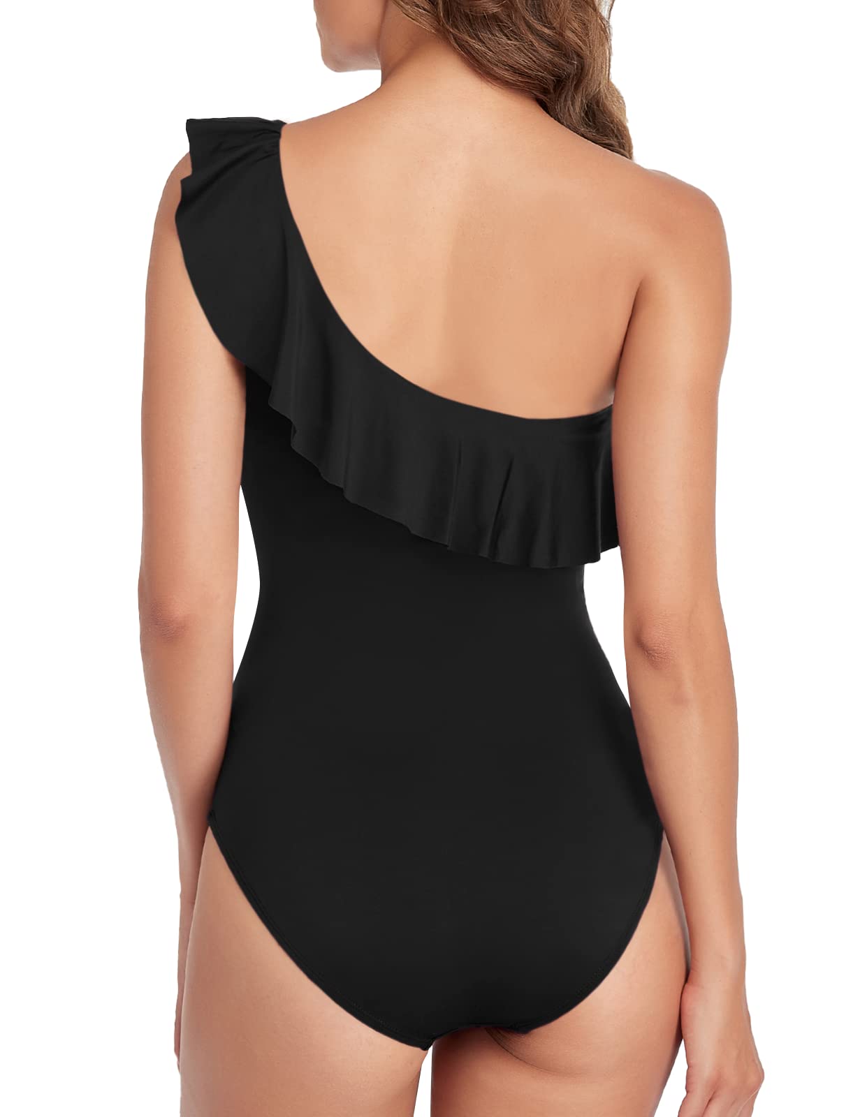 Mycoco Women's One Shoulder Ruched One Piece Swimsuit - Sexy Monokini Bathing Suit for Beach, Pool & Vacation | Tummy Control Swimwear for Women