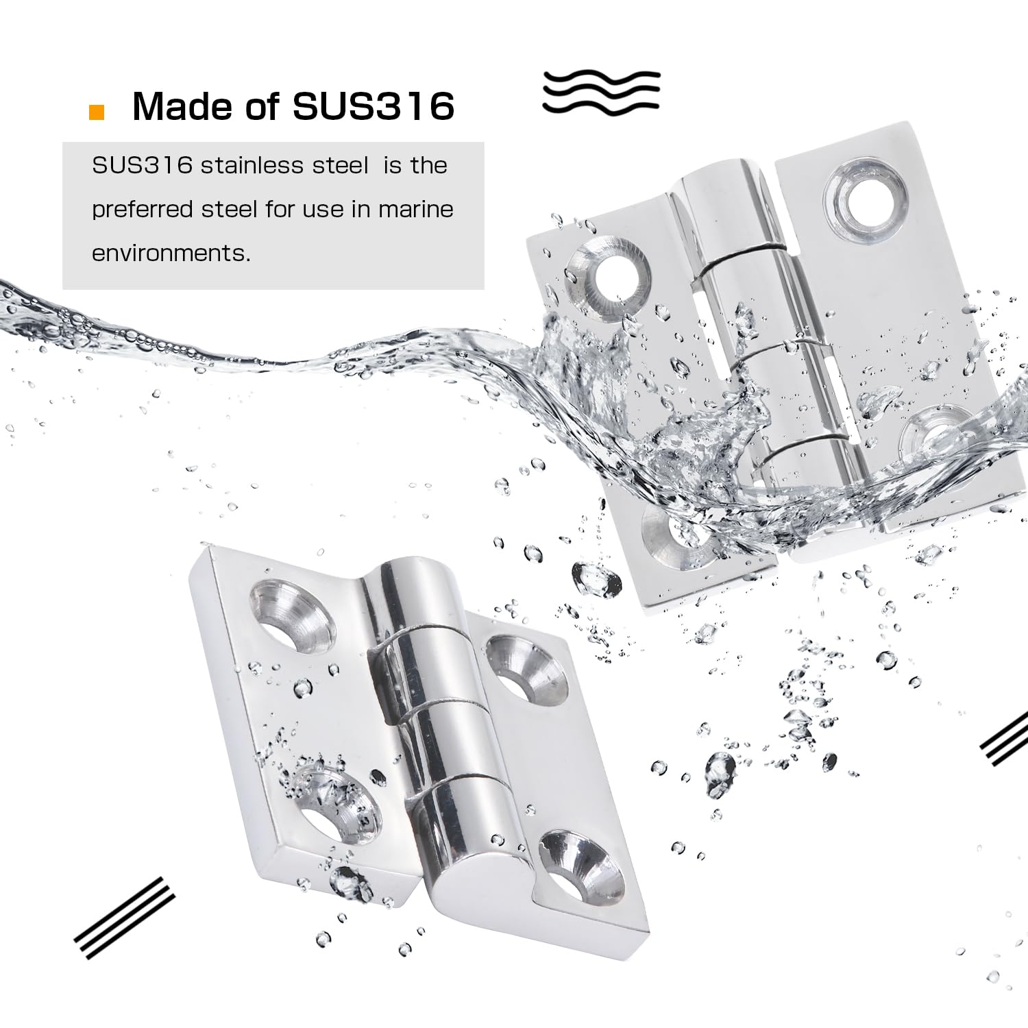 Atibin Heavy Duty Marine Hinge - 316 Stainless Steel Boat Hinges for Deck Hardware, Cabinet & Door - Corrosion Resistant for Saltwater & Outdoor Use
