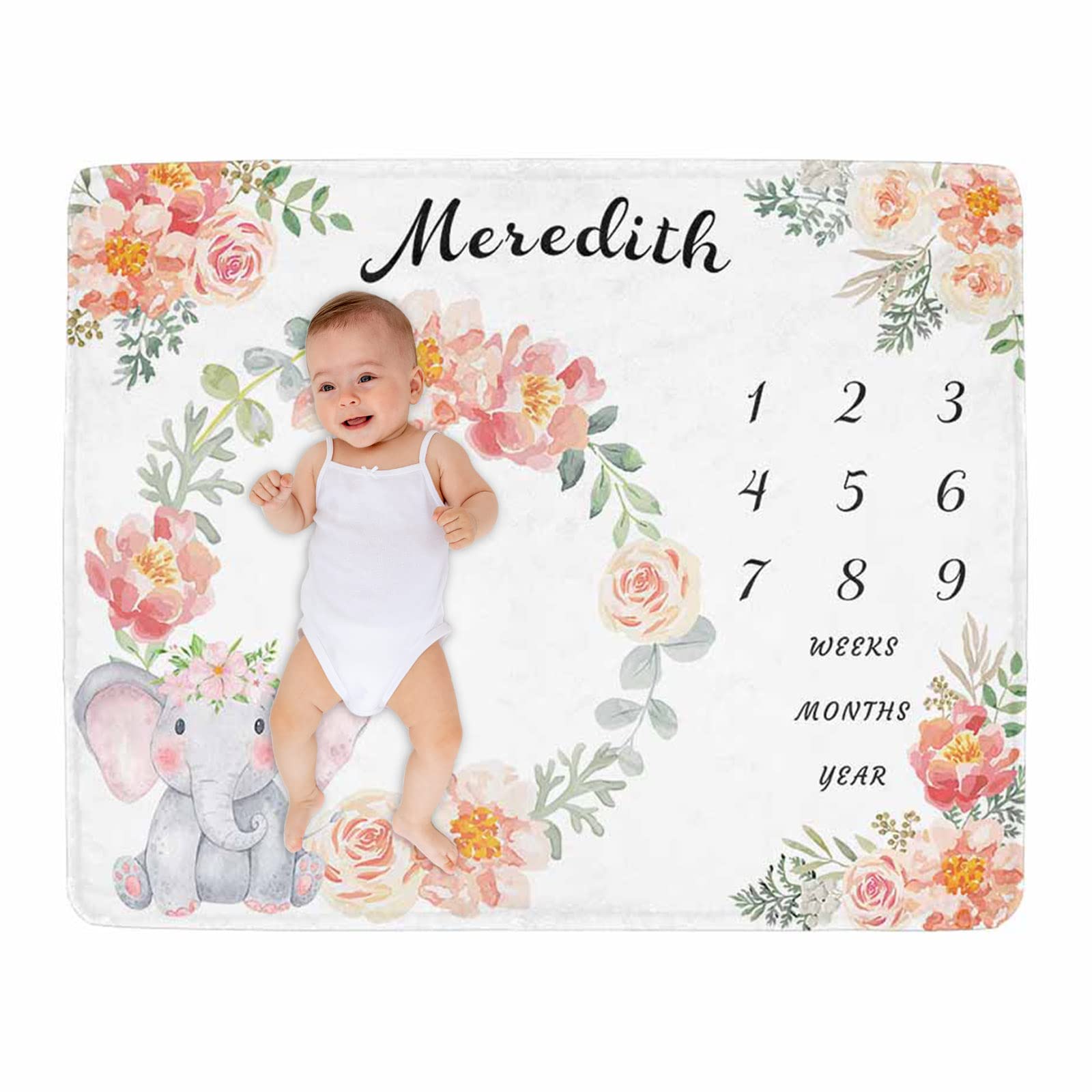 Custom Baby Milestone Blanket with Name - Personalized 30