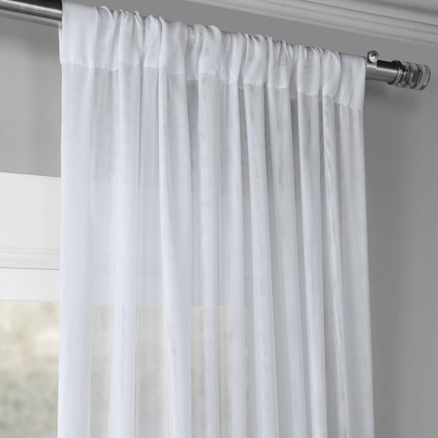 Double Layered White Sheer Curtains for Living Room & Bedroom - Light Filtering Window Drapes for Privacy & Sun Protection