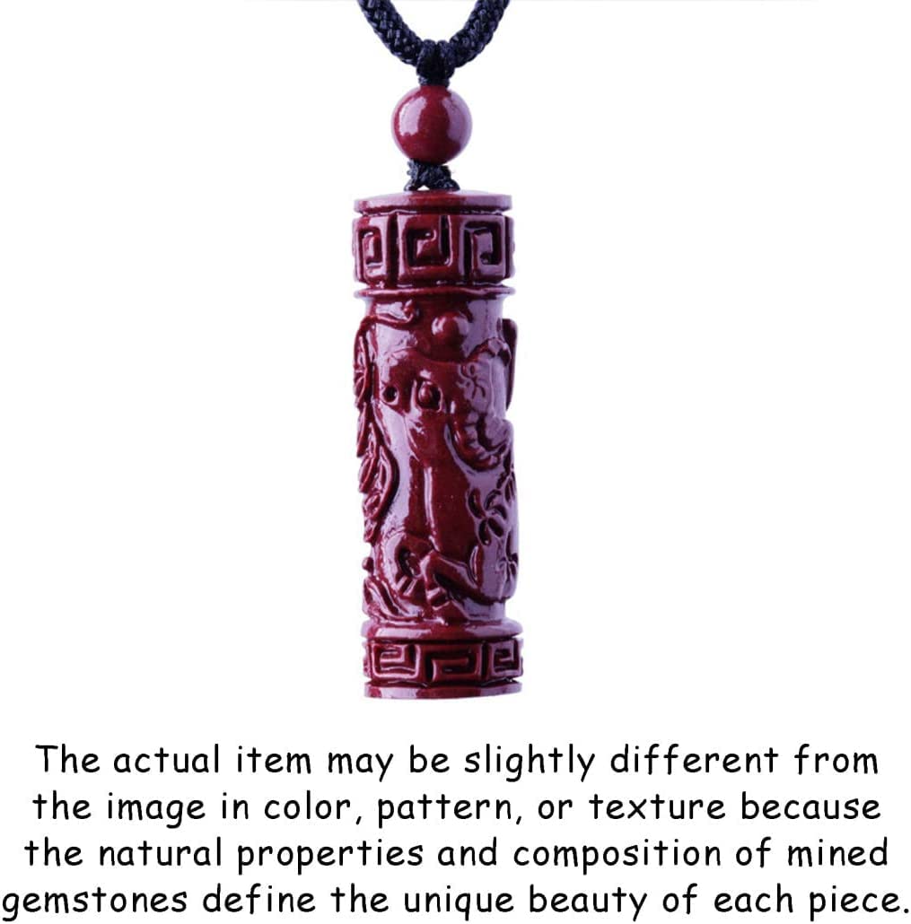 Feng Shui Necklace with Cinnabar Crystal & Chinese Zodiac Rooster Charm - Buddhism Pendant for Good Luck & Protection - Natural Gemstone Talisman Jewelry with Red Cord - Perfect for Meditation, Spiritual Healing & Daily Wear