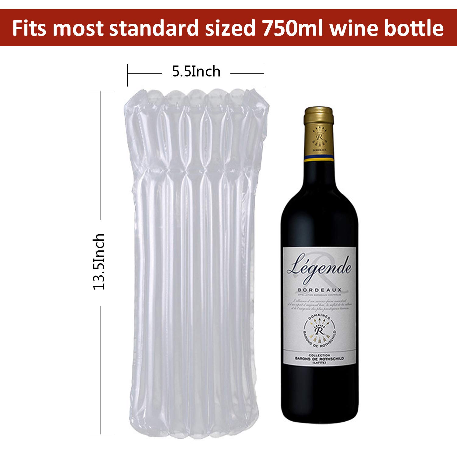 100 Pack Reusable Inflatable Wine Bottle Protectors - Travel Air Column Sleeves for Safe Wine Transportation | Bubble Wrap Alternative for Shipping, Moving & Gifting (Air Pump Not Included) | Perfect for Home Movers, Wine Collectors & E-commerce Sellers