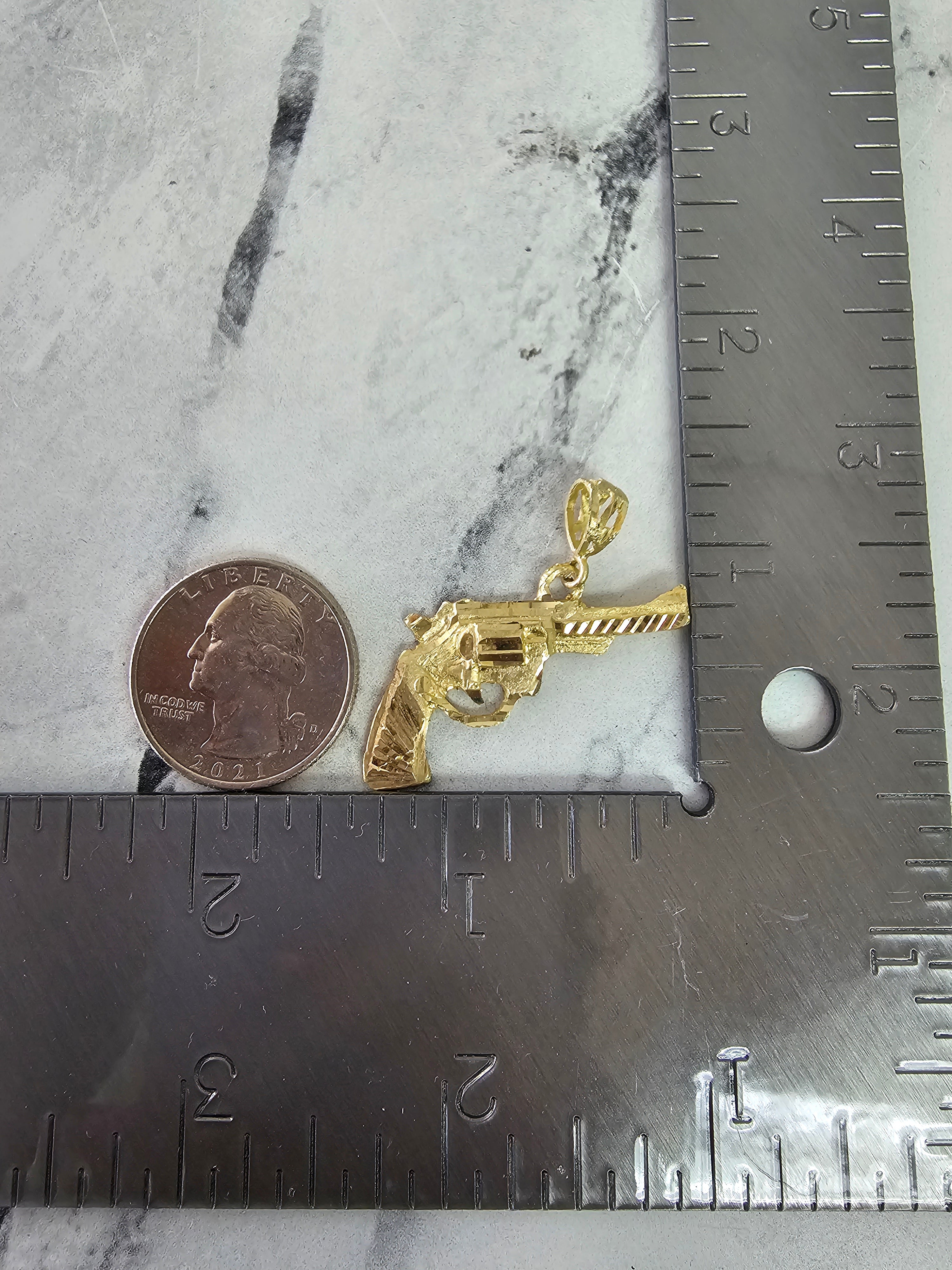 10k Yellow Gold Revolver Charm with Diamond Cuts - Perfect for Jewelry Making, Gifts & Western Style Accessories