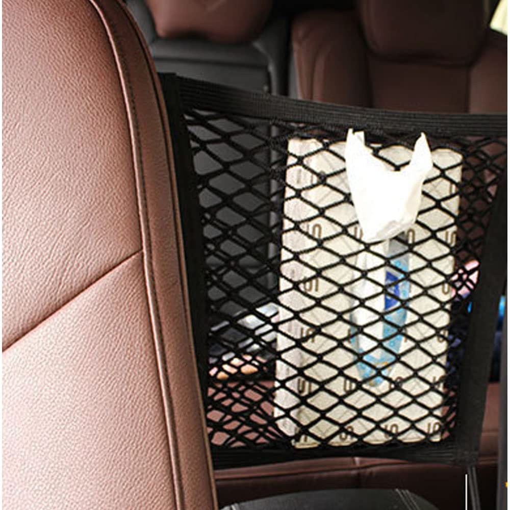Universal Car Seat Storage Net Pocket - Organizer for Car Back Seat, Trunk & Door - Durable Mesh Storage Bag for Toys, Snacks, Water Bottles & More - Perfect for Road Trips, Family Travel & Daily Commute