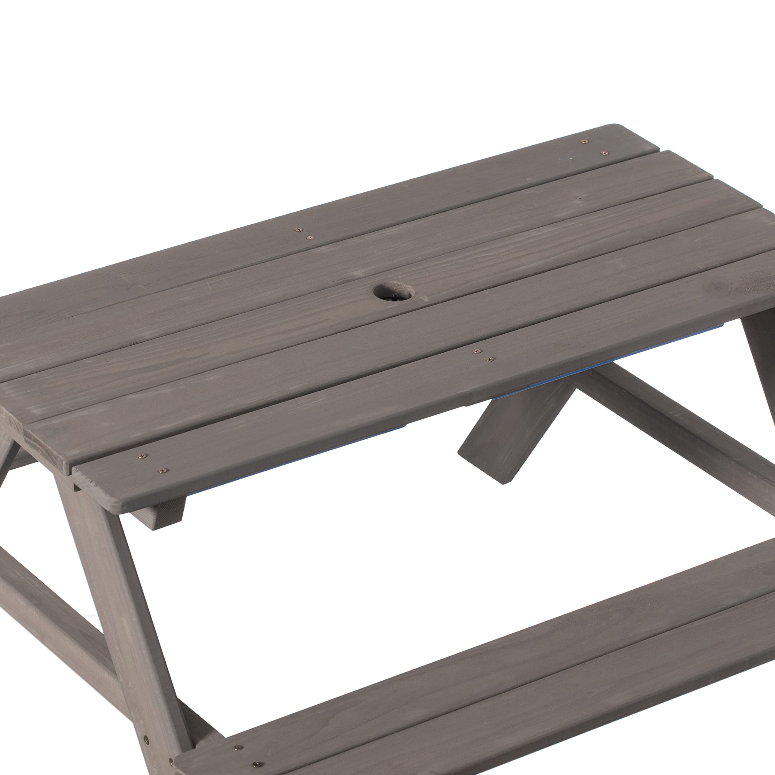 Gardenised Kids Picnic Play Table with Sandbox & Umbrella Hole - 2 Removable Play Boxes, Gray (QI004476) - Perfect for Outdoor Play, Backyard Fun & Toddler Activities