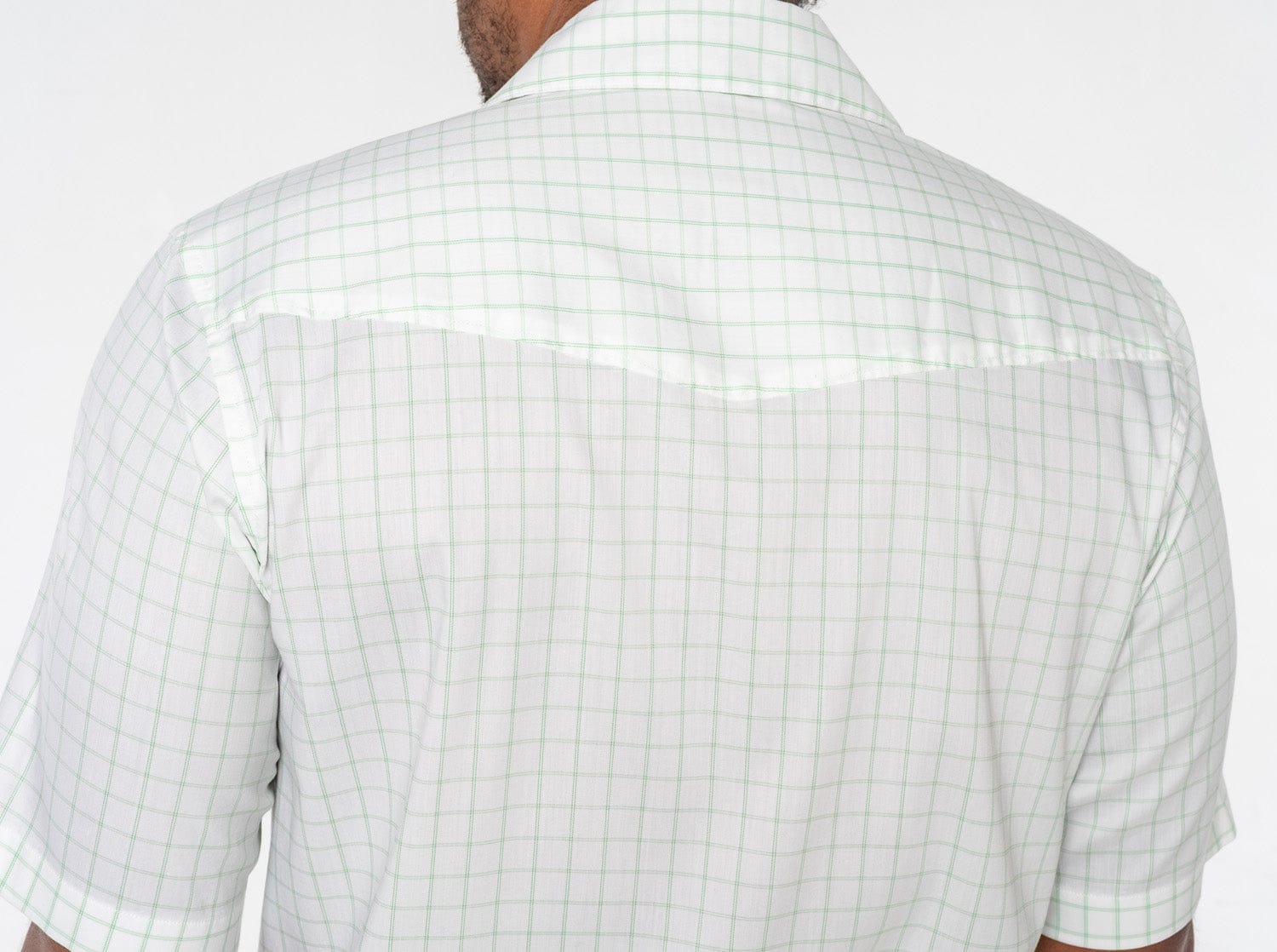 Men's Short Sleeve Performance Pearl Snap Shirt - Windowpane Pattern White - Perfect for Casual Wear, Outdoor Activities & Western Style Fashion
