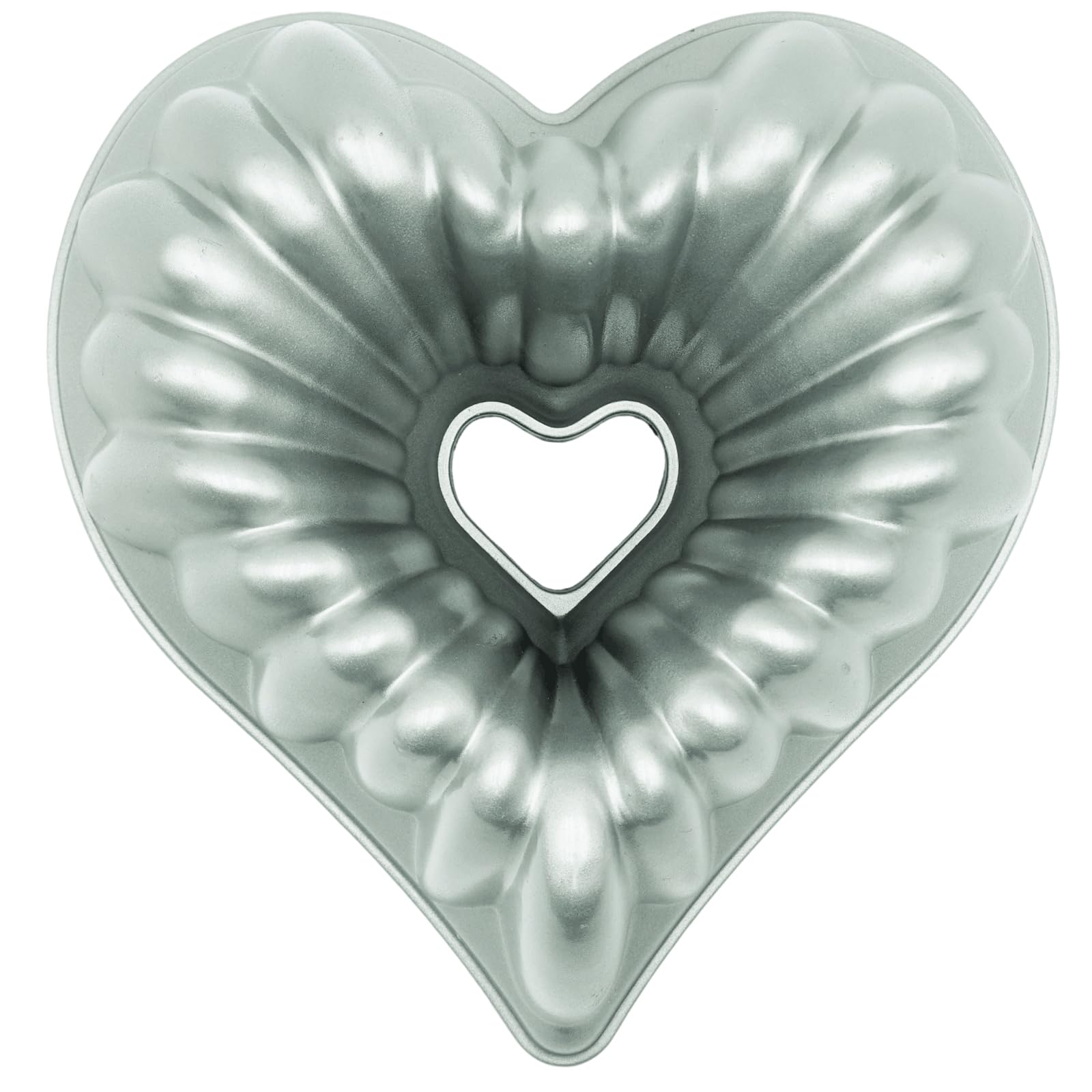 Heart Shaped Cake Pan 10 Inch - Nonstick Fluted Charlotte Mold for Valentine's Day, Christmas, Wedding & Party Baking - Heavy Duty Kundalini Design for Cakes, Tarts & Desserts