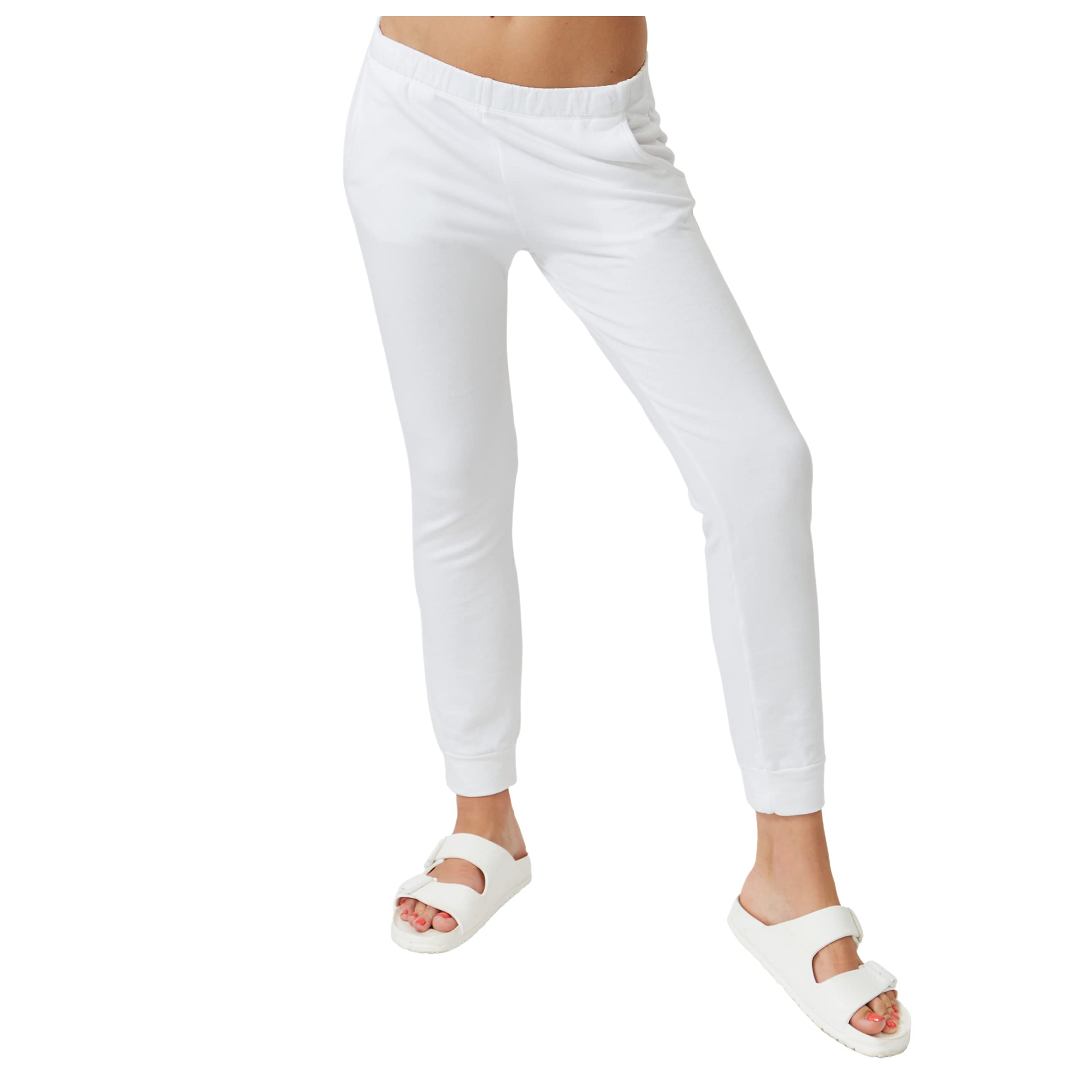 Monrow Women's Supersoft Fleece Joggers - Casual Fit Lounge Pants with Side Pockets, Elastic Waistband & Banded Ankles | Cozy Winter Pajama Pants for Home, Yoga & Running