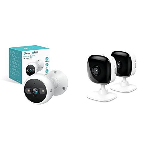 Kasa 4MP 2K Outdoor Security Camera with Night Vision - Wired Baby Monitor & Indoor HD 1080p Camera (2-Pack, White) - Ideal for Home Security, Pet Monitoring & Child Safety