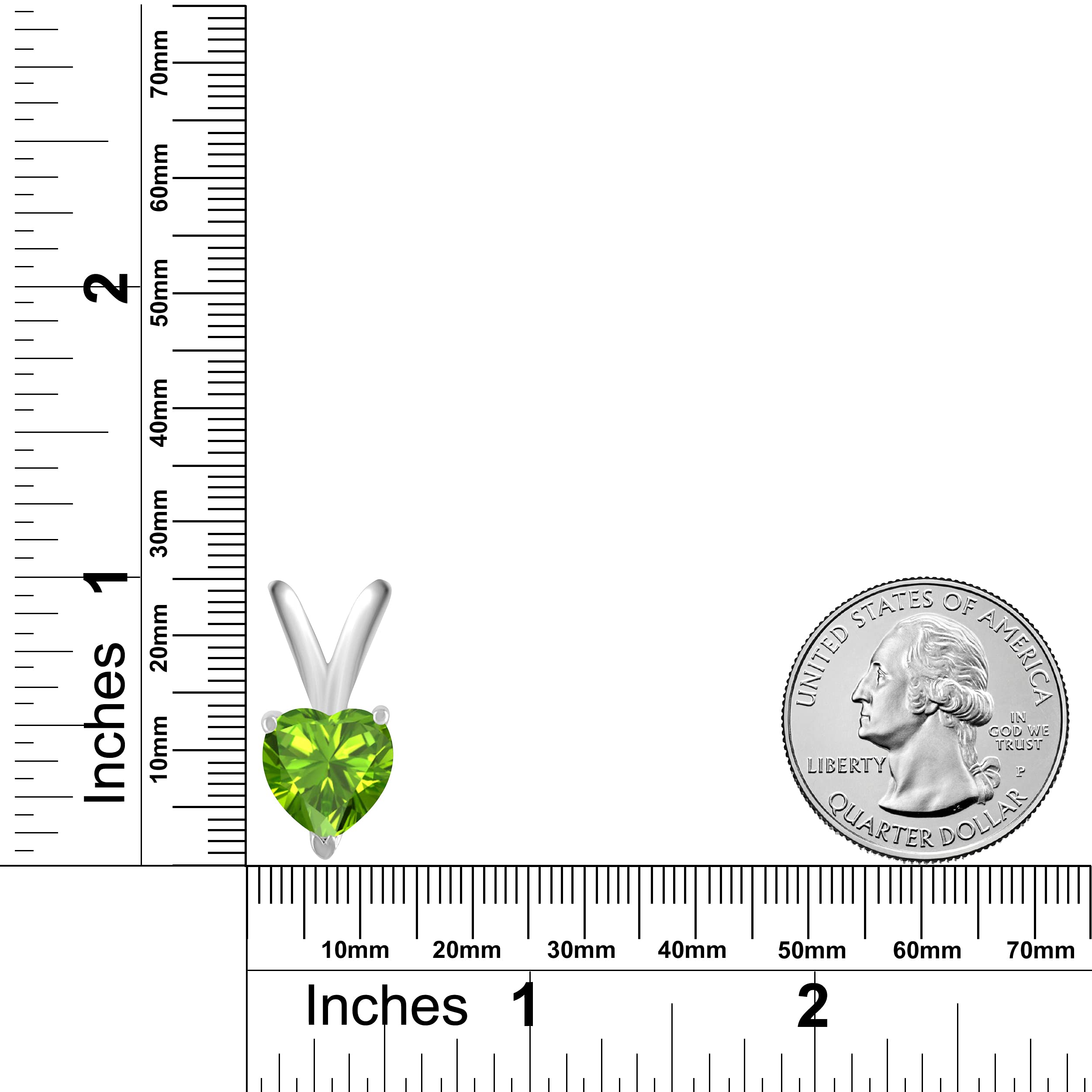 Peridot Pendant Necklace for Women - 14k White Gold Heart-Shaped 0.45 Carat Gemstone Jewelry with 18