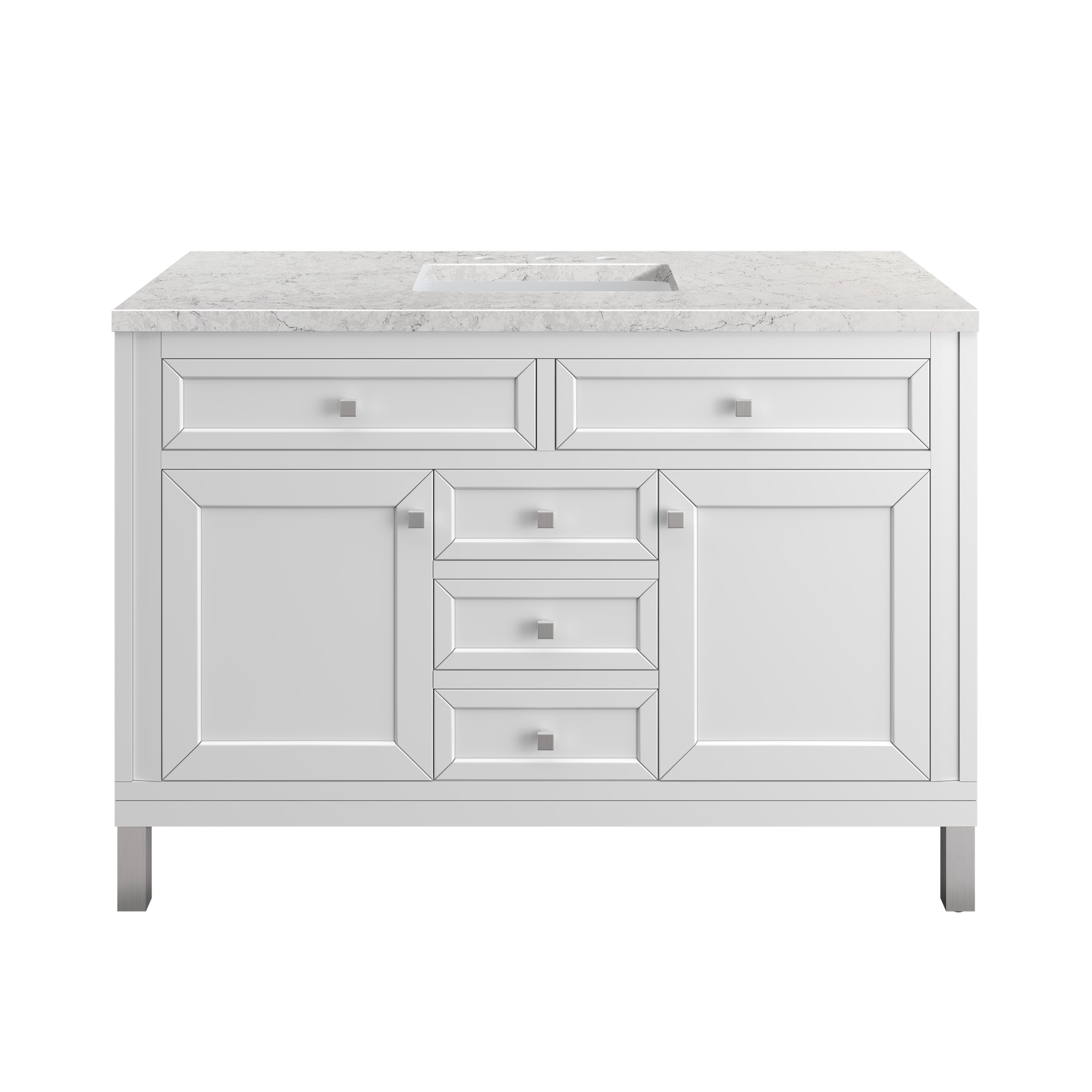 Chicago Knobs and Legs Set for V48 in Brushed Nickel - Premium Cabinet Hardware for Kitchen & Bathroom Renovation