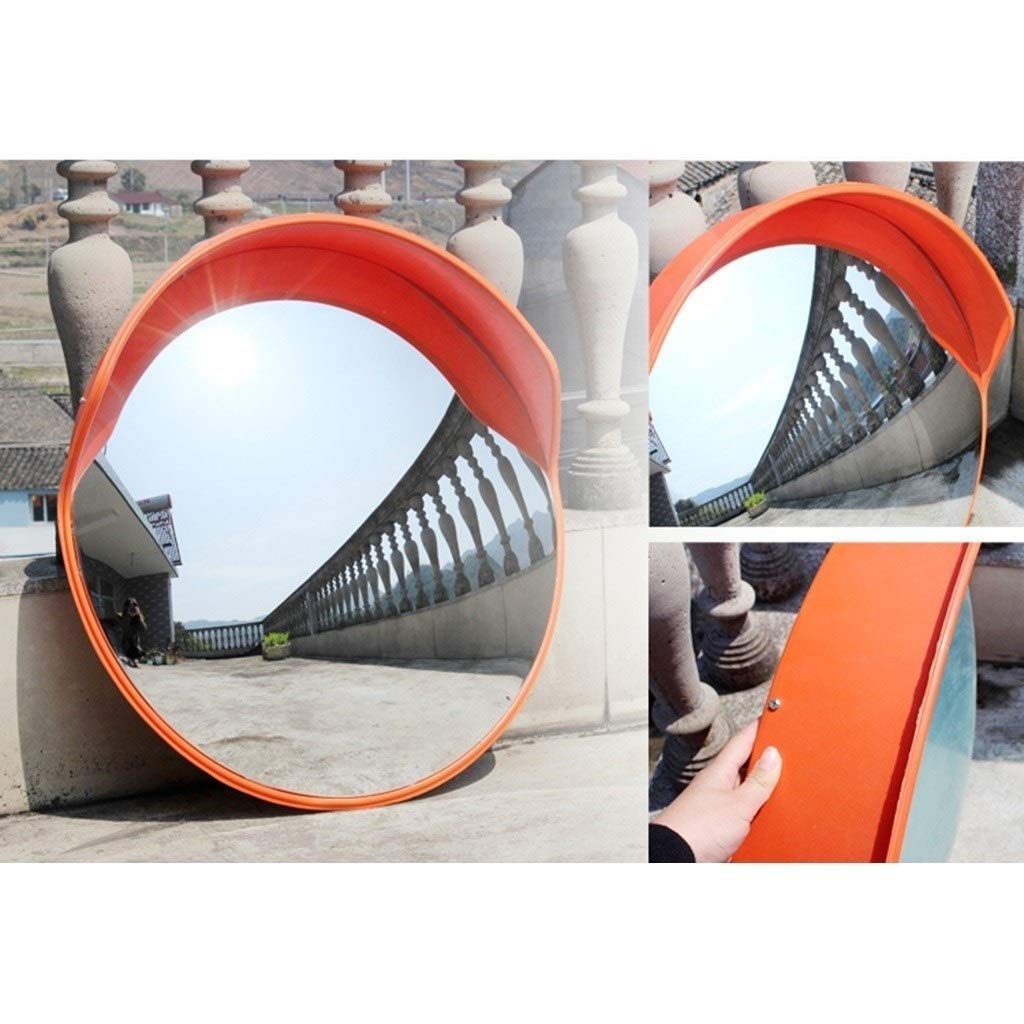 Unbreakable Plastic Wide-Angle Road Mirror - 45-120cm Convex Safety Mirror (60cm, Yellow) for Driveways, Parking Lots & Blind Spots - Durable Outdoor Traffic Safety Solution