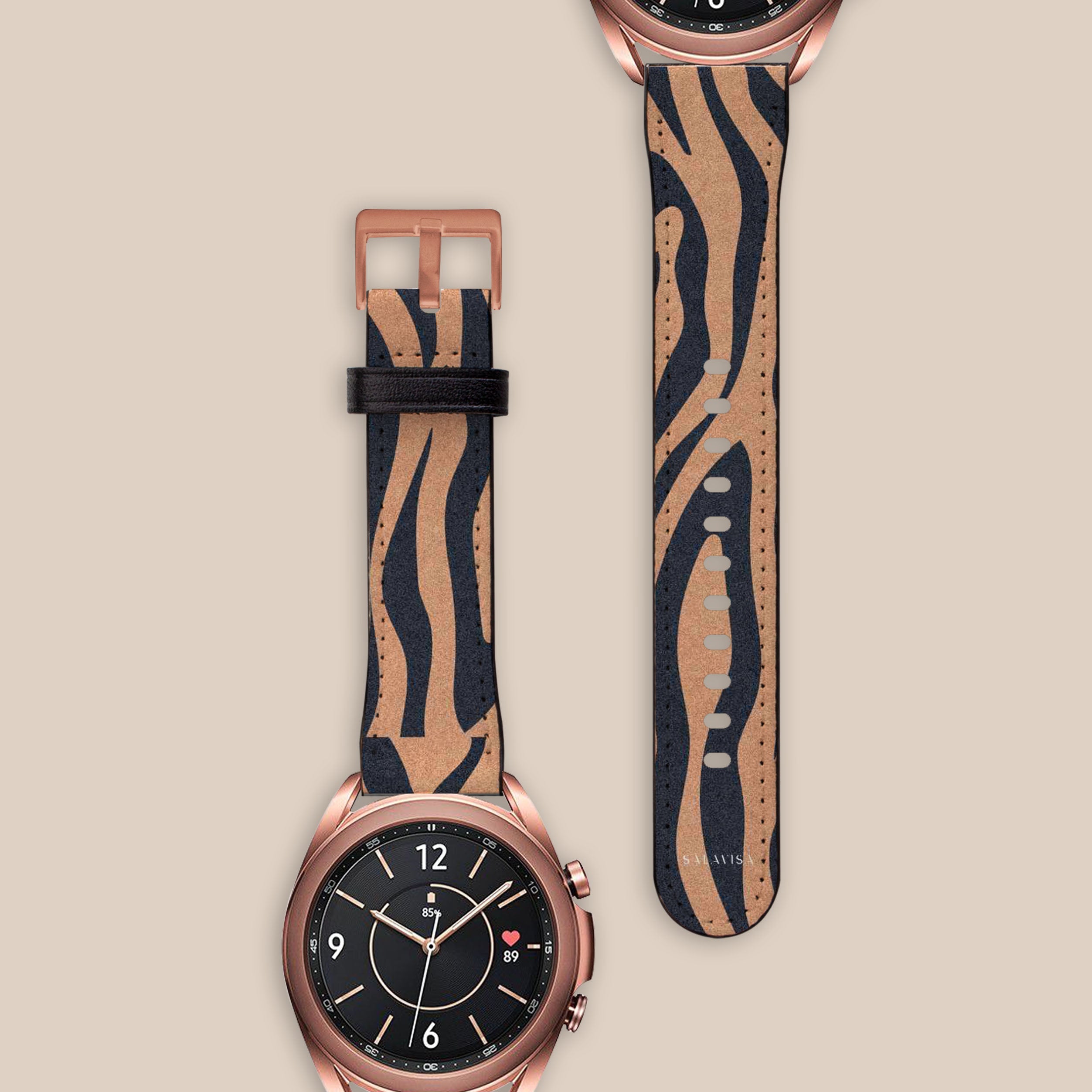 Premium Blue Copper Zebra Pattern Galaxy Watch Band - Durable Stainless Steel Strap for Samsung Galaxy Watch 4/5/6, Classic & Active - Stylish & Comfortable for Workout, Running & Daily Wear