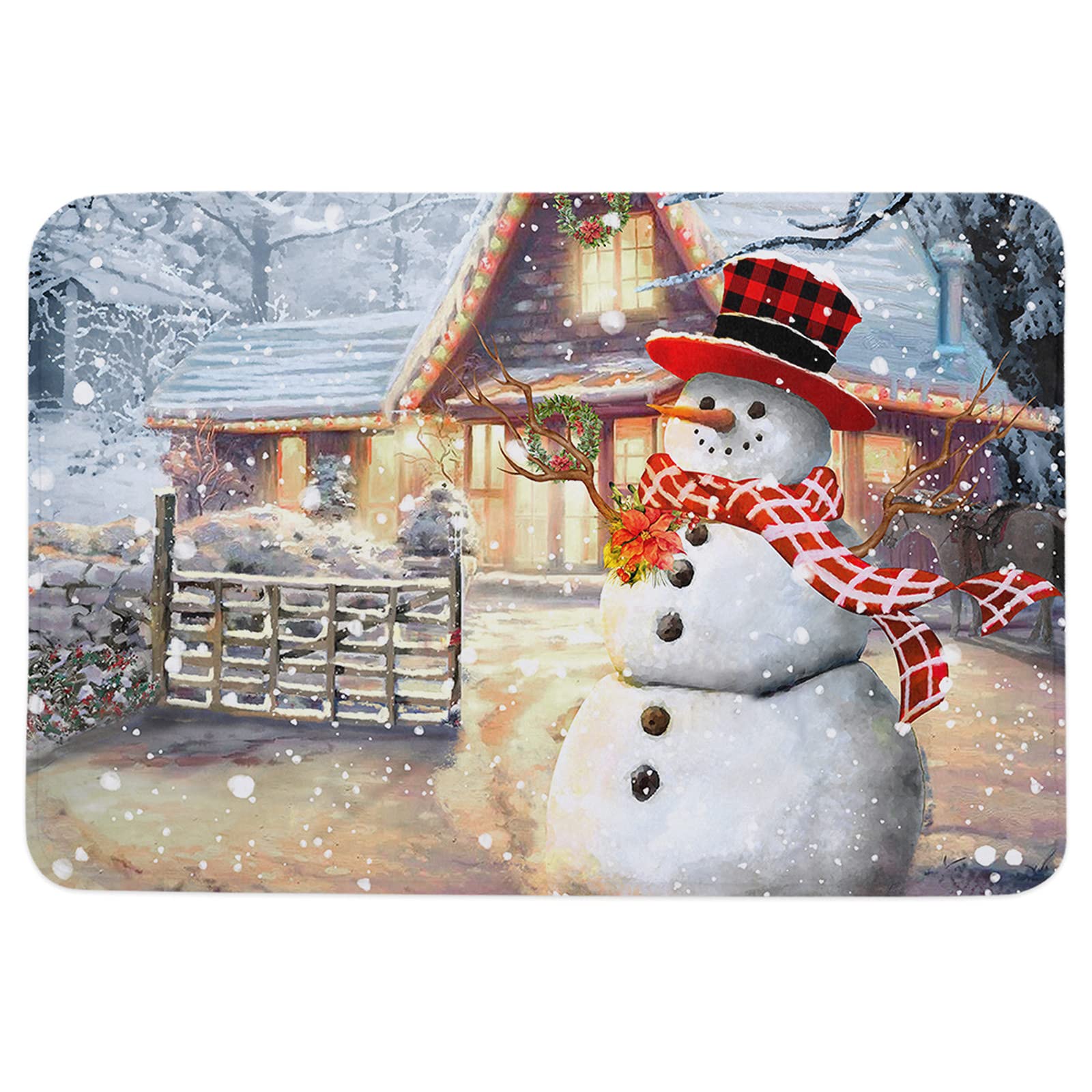 Snowflake Winter Outdoor Rug 20x32in - Farmhouse Christmas Decor for Bedroom, Kitchen & Bathroom