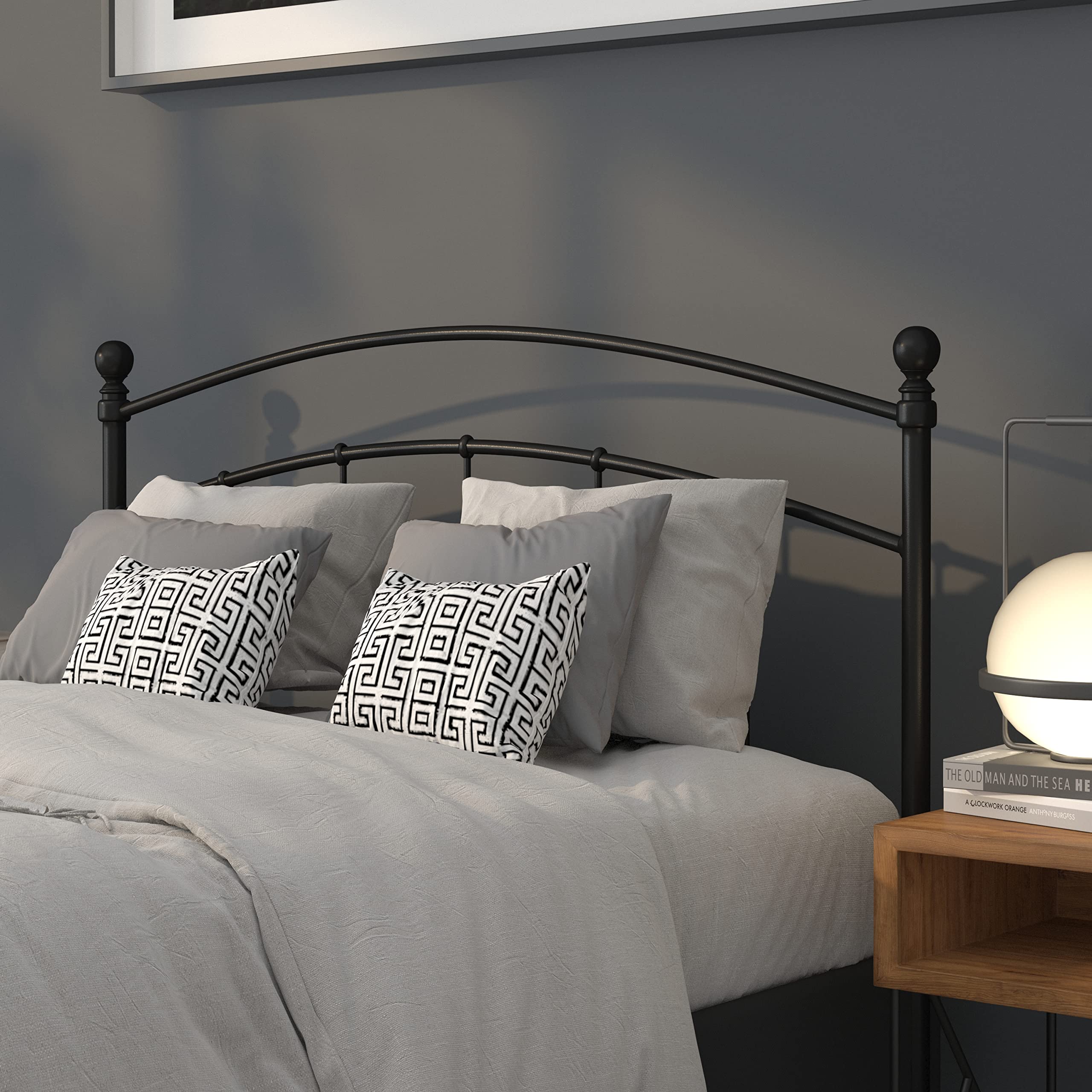 Flash Furniture Woodstock Decorative Black Metal Full Size Headboard - Elegant Bed Frame for Modern Bedrooms | Perfect for Guest Rooms, Master Suites & Dorm Decor