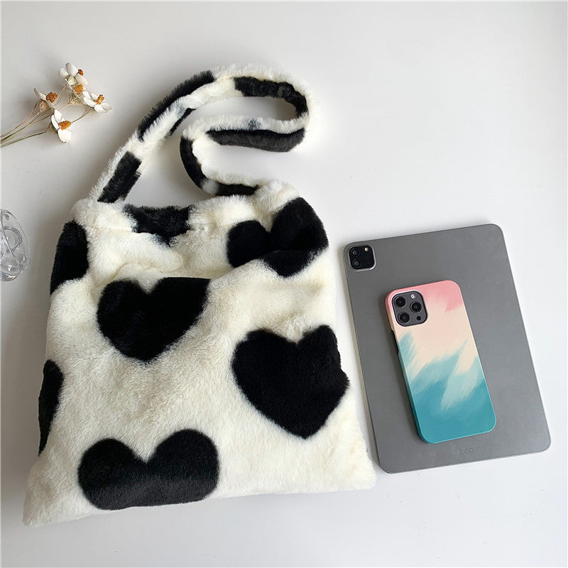 Love Heart Shoulder Bags - Winter Plush Shopping Tote for Women | Cute Crossbody Purse for Daily Use, Date Night & Gift Giving