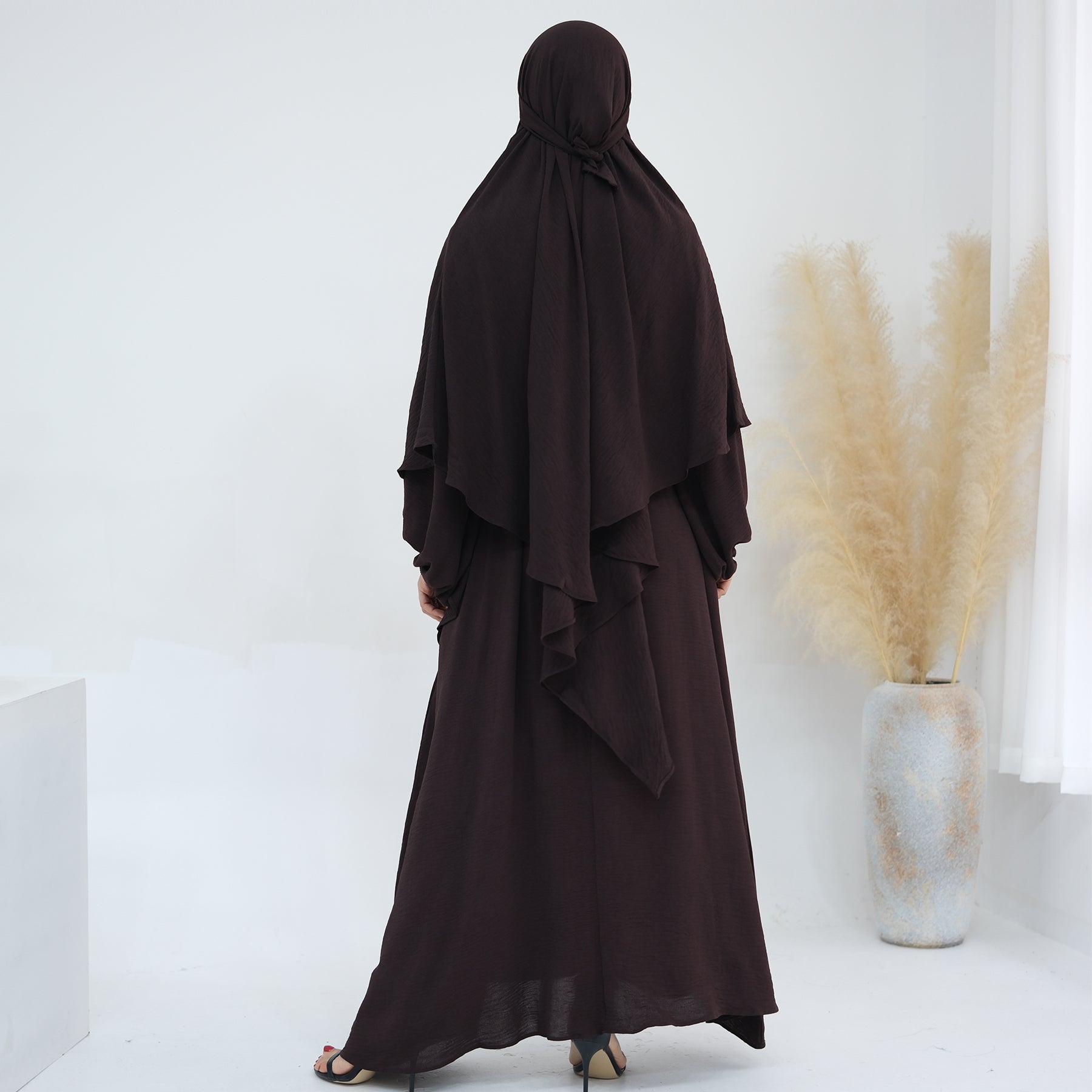 Premium Muslim Abaya Khimar Set - Modest Islamic Prayer Dress for Women (Coffee) - Perfect for Prayer, Mosque, and Special Occasions