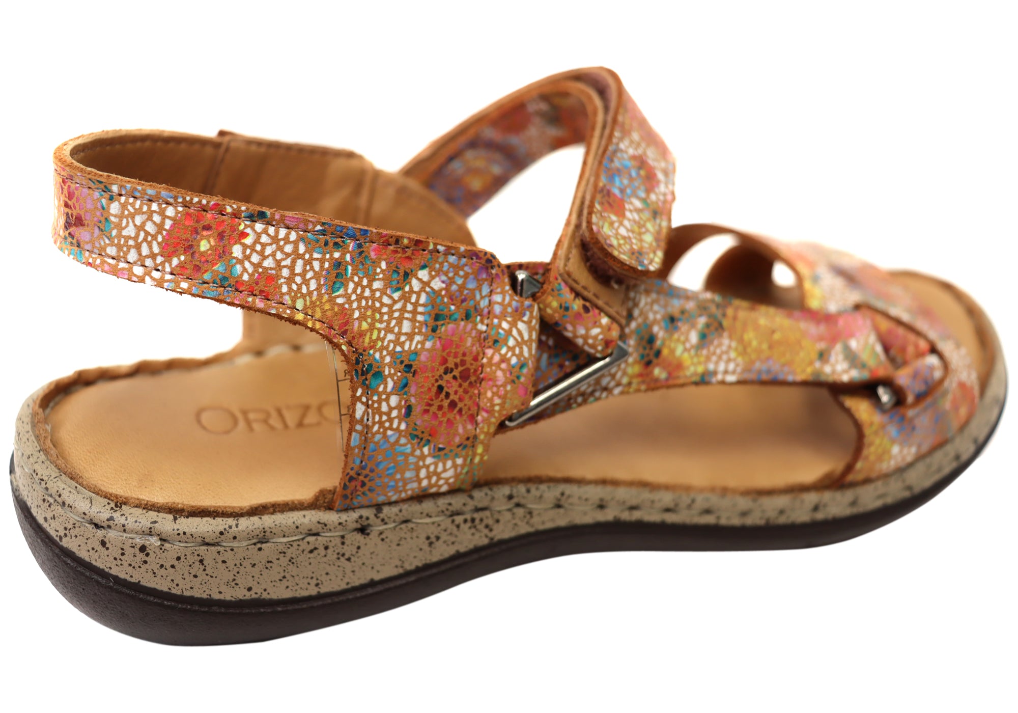 Orizonte Floral Women's Comfortable European Leather Sandals - Stylish Summer Casual Sandals for Beach, Vacation & Everyday Wear