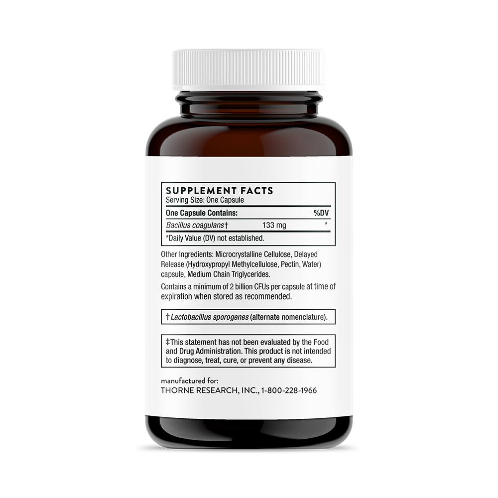 Thorne Bacillus Coagulans (SF758) Probiotic Supplement - Supports Digestive Health & Immune System - Ideal for Gut Balance & Daily Wellness Routine