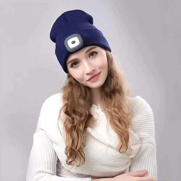 LED Beanie Light - USB Rechargeable Winter Hat with Adjustable Brightness for Outdoor Activities, Camping, Hiking & Night Running