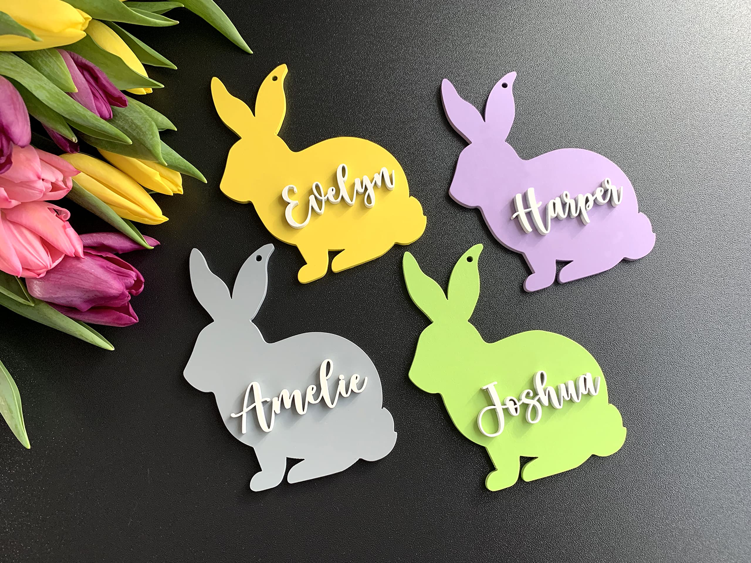 Personalized Easter Basket Tags & Bunny Name Tags - Custom Easter Place Cards & Table Decorations - Perfect for Easter Gifts, Party Favors & Holiday Decor