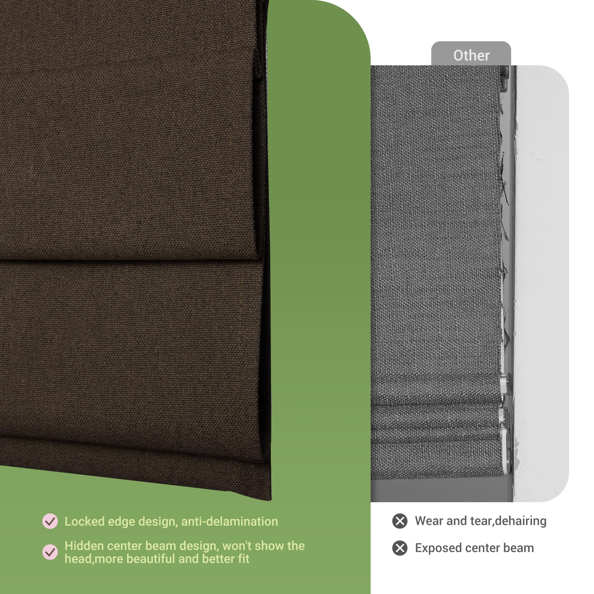 Blackout Cordless Roman Shades for Windows - Top Down Bottom Up Thermal Insulated Window Blinds, Easy to Install, Brown (59