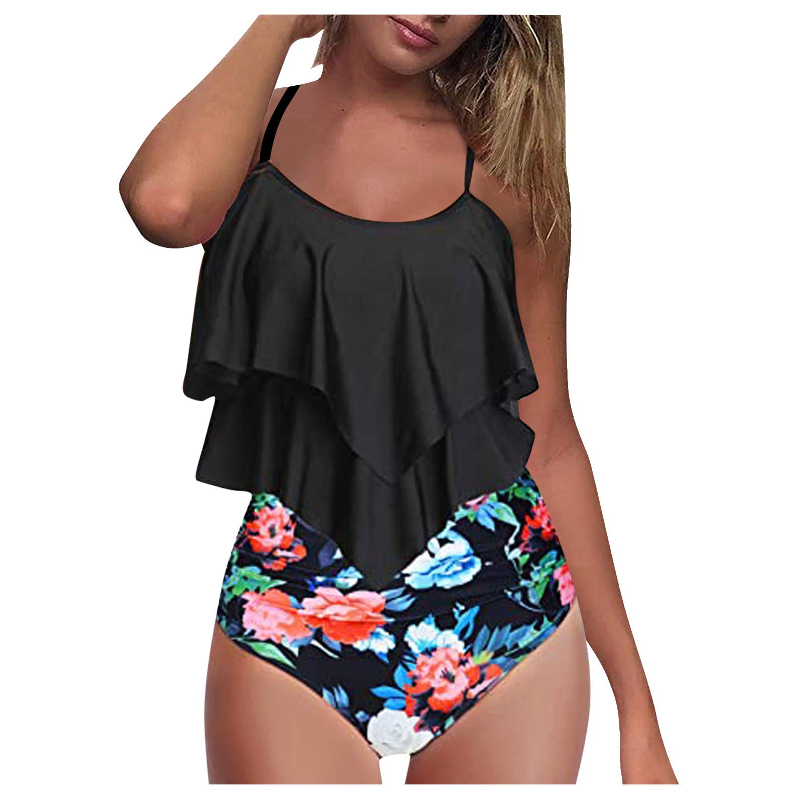 Women's Sexy High Neck One Piece Swimsuit - Athletic Contrast Gradient Bikini Set for Swimming, Beach Vacation & Pool Party | Tummy Control Bathing Suit for Women