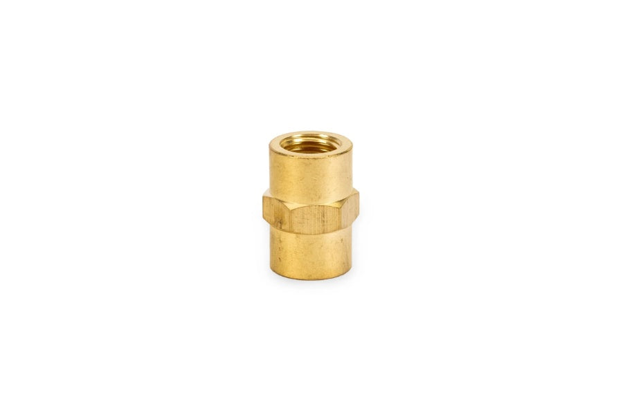 AccuAir 1/4in NPT Brass Straight Female Coupling - Air Suspension Fitting for Trucks & Performance Cars - Perfect for Custom Air Ride Systems & Hydraulic Lines