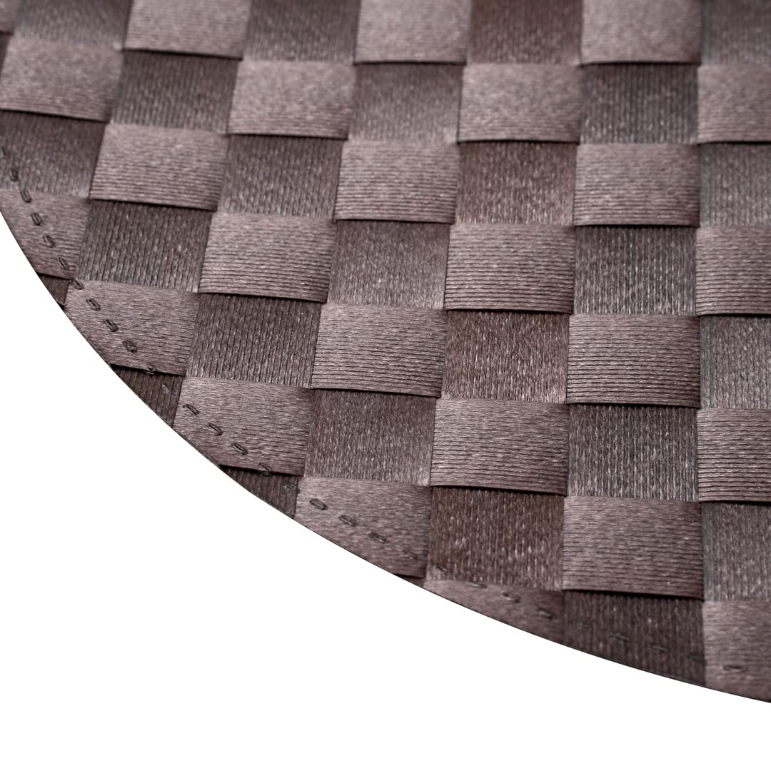 Restaurantware Macroweave 15 Inch Round Woven Placemats Set of 6 - Durable & Easy Clean Dark Brown Plastic Table Mats for Dining Room, Kitchen, or Restaurant Use - Perfect for Everyday Meals, Dinner Parties, and Professional Settings