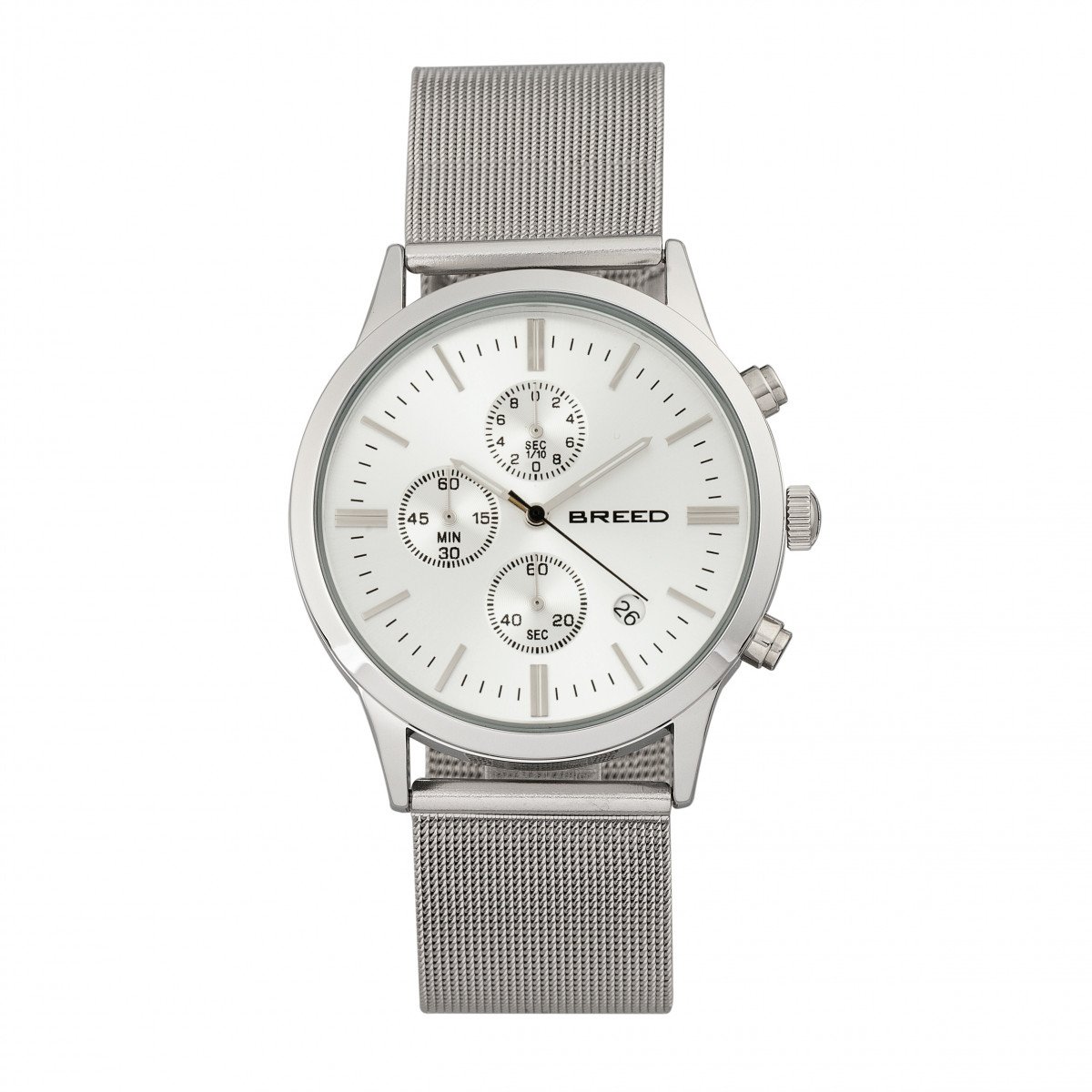 BREED Espinosa Chronograph Watch with Date Display - Stainless Steel Mesh Bracelet - Water Resistant for Swimming, Diving & Outdoor Sports
