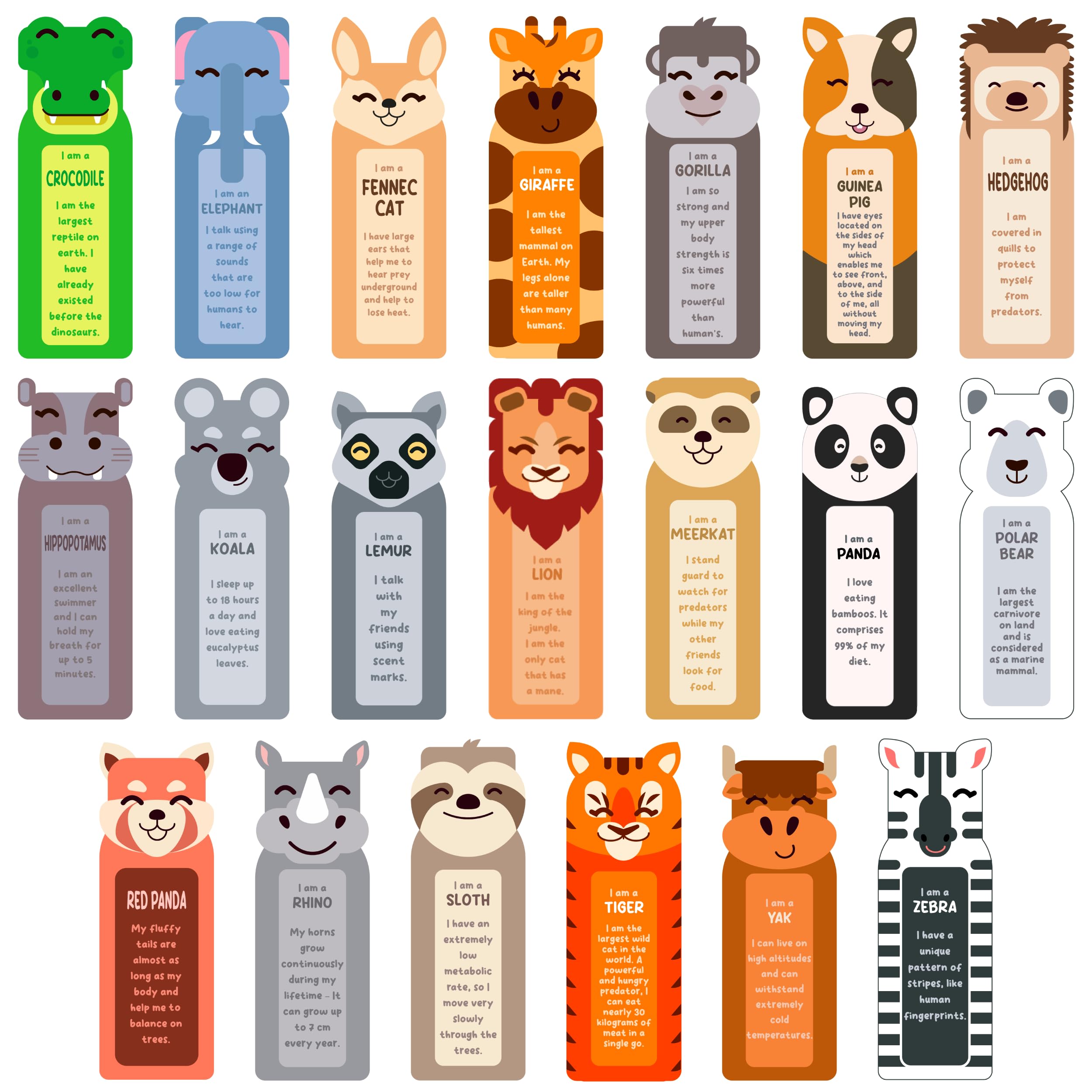 40 PCS Animal-Themed Bookmarks for Kids - Fun Zoo Animal Design (20 Styles) - Perfect for Reading, School, Gifts & Classroom Rewards