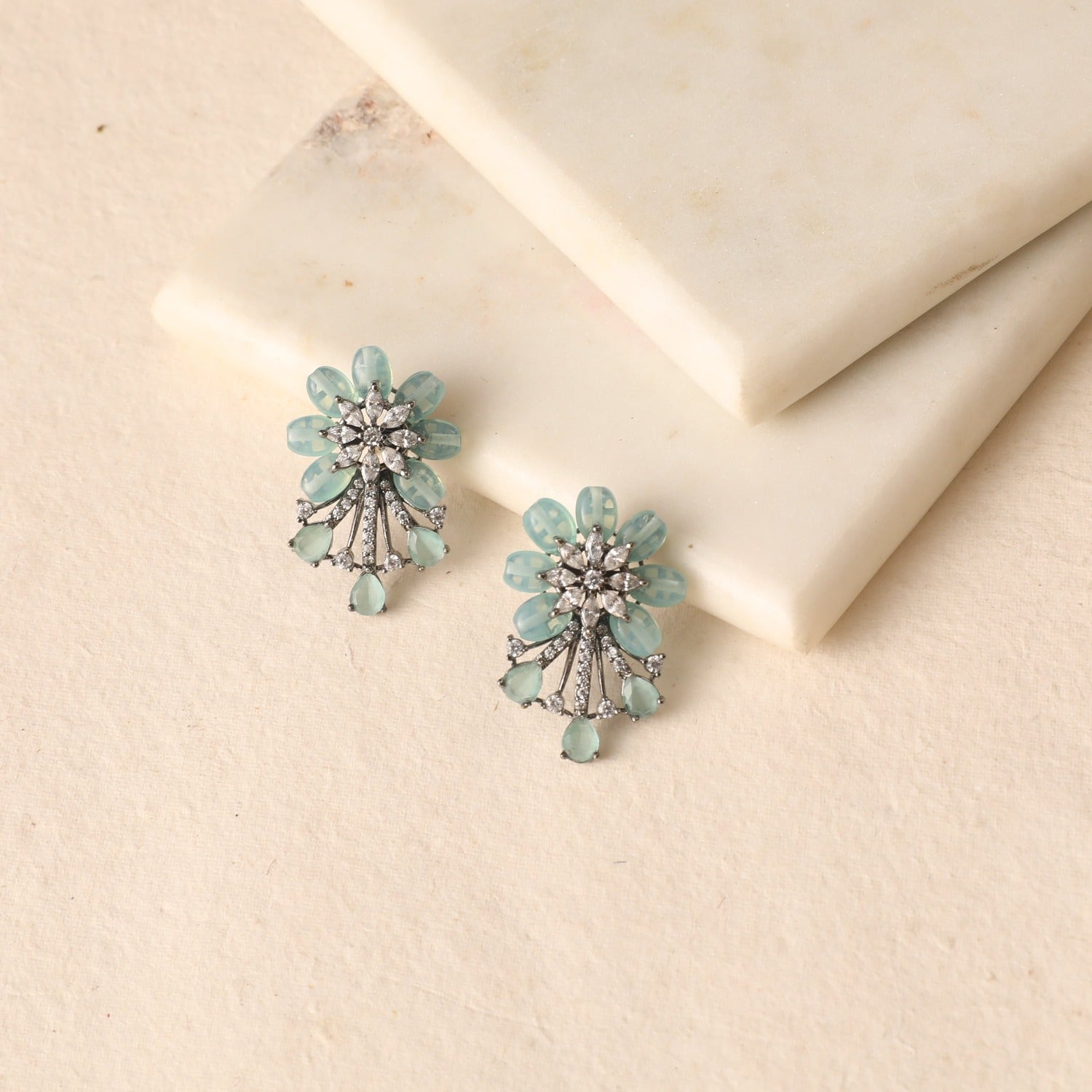 Floret CZ Drop Earrings for Women – Elegant Cubic Zirconia Dangle Earrings | Perfect for Weddings, Parties & Special Occasions