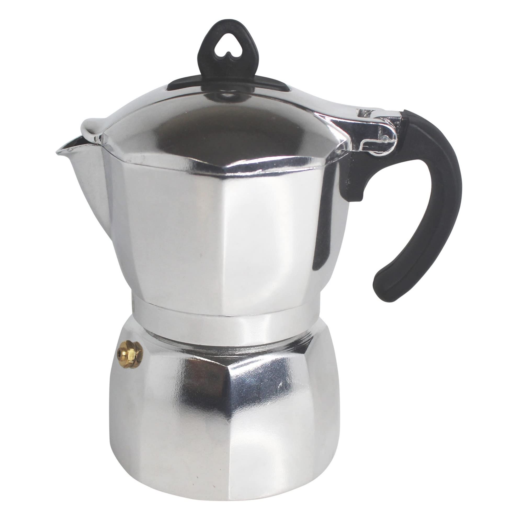 IMUSA 6-Cup Stovetop Espresso Maker with Heart-Shaped Knob - Silver Moka Pot for Italian Coffee - Perfect for Home, Office & Camping Brewing