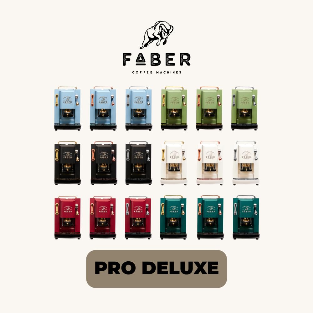 Faber Pro Deluxe Coffee Machine - ESE 44mm Single Serve Espresso Maker with Brass Coating, Adjustable Brass Capsule Press & Standard Solenoid Valve (Neon Green) - Perfect for Home & Office Use