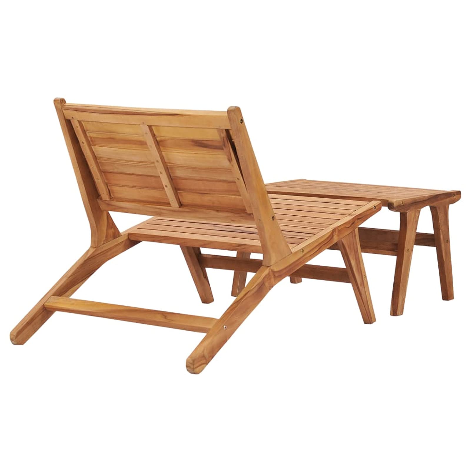 Stackable Outdoor Patio Chairs with Footrest - Solid Teak Wood Folding Garden Chairs for Poolside, Deck, Backyard & Balcony - Weather-Resistant Patio Furniture Set