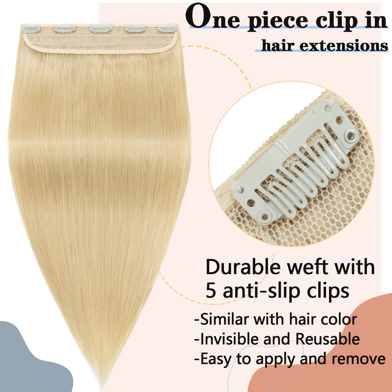 S-noilite 100% Real Human Hair Clip-in Extensions - 22