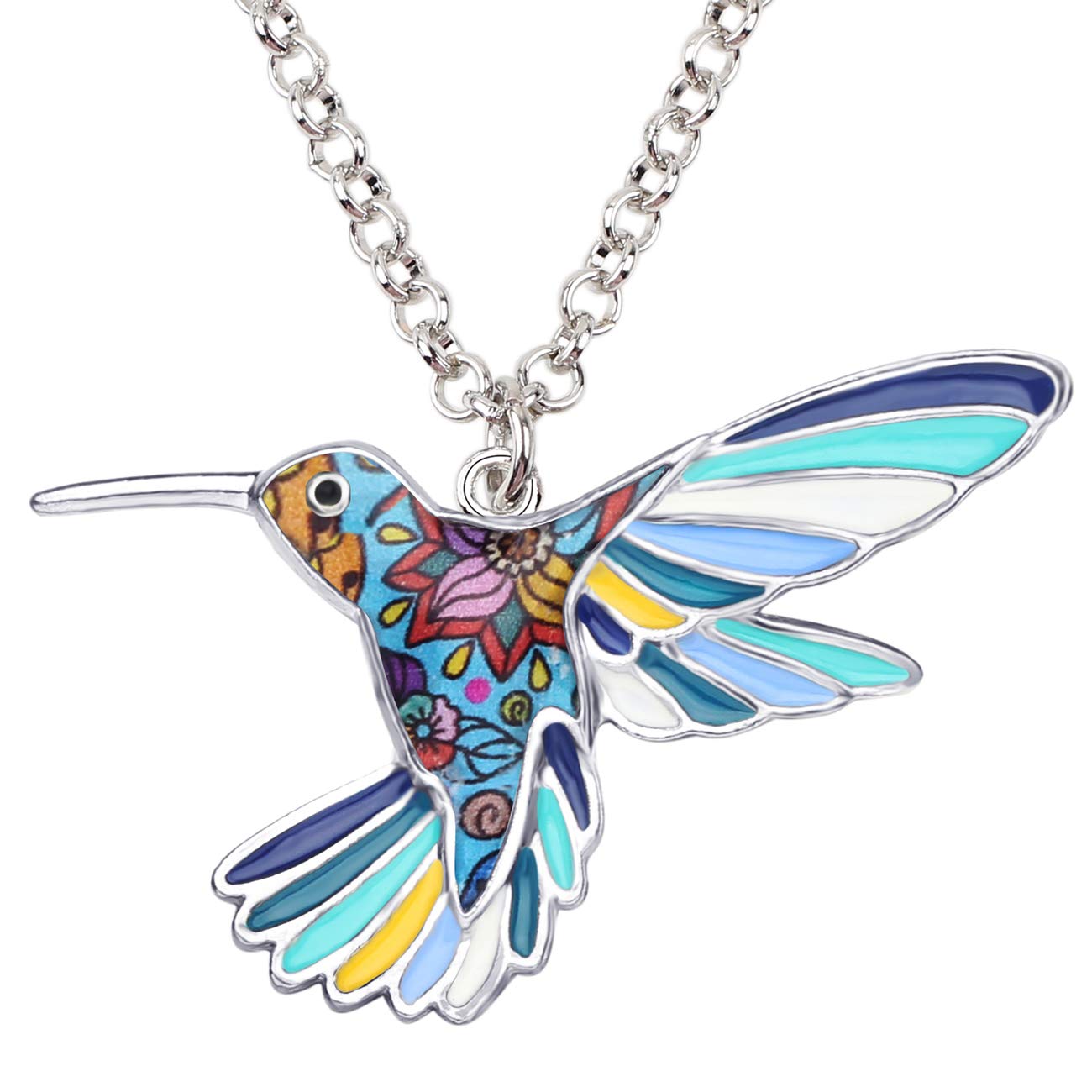 BONSNY Enamel Alloy Hummingbird Pendant Necklace for Women & Girls - Elegant Bird Charm Jewelry Gift for Birthday, Anniversary & Special Occasions